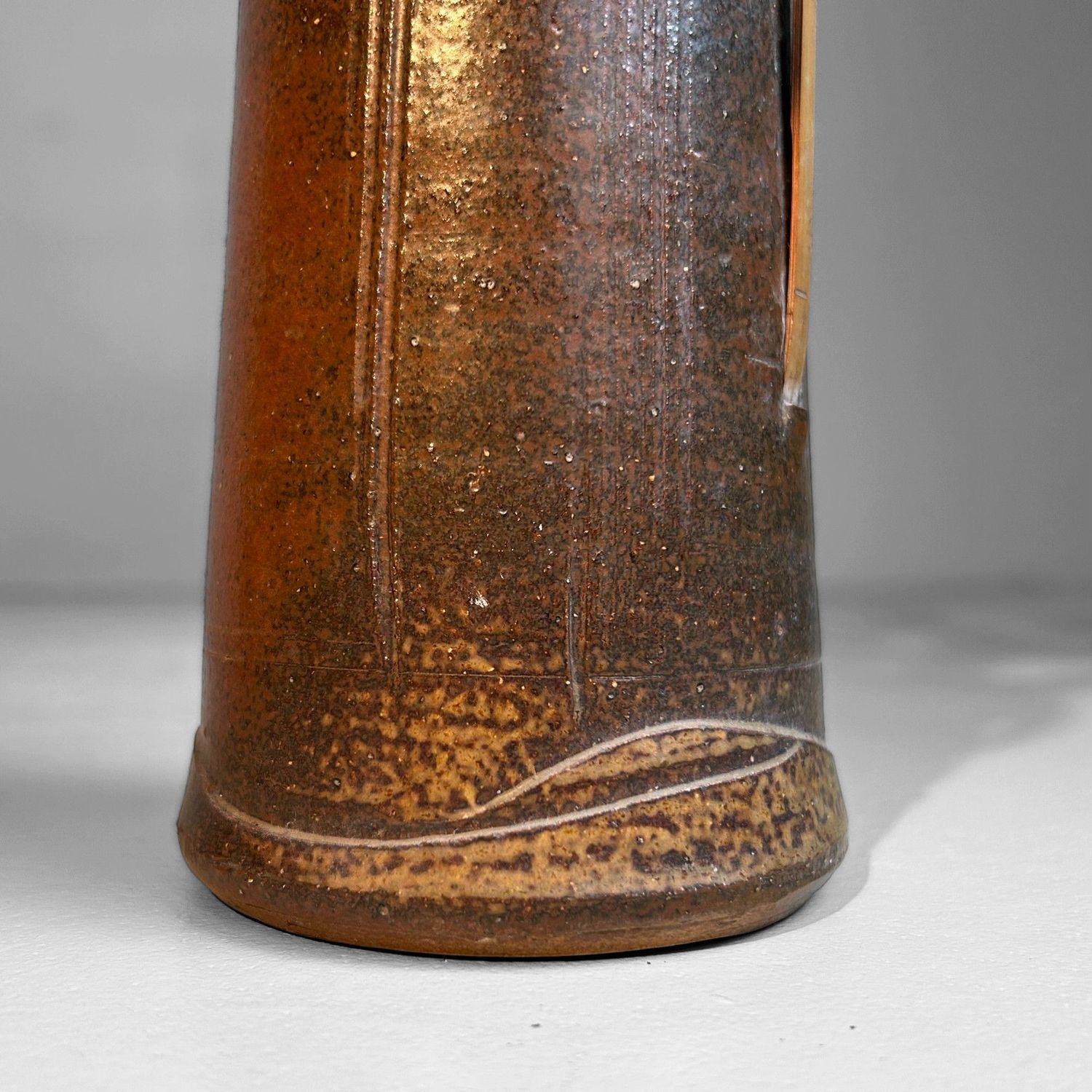 Japanese 1950s Ceramics - Authentic Ikebana Vase with Bamboo.