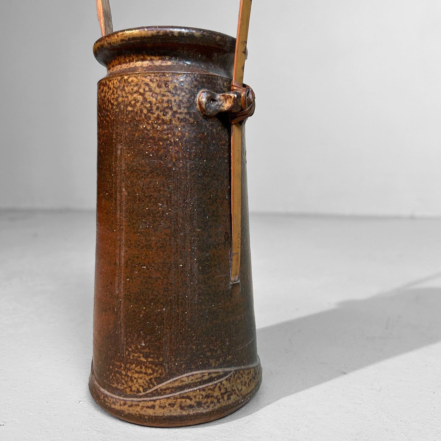 Japanese 1950s Ceramics - Authentic Ikebana Vase with Bamboo.
