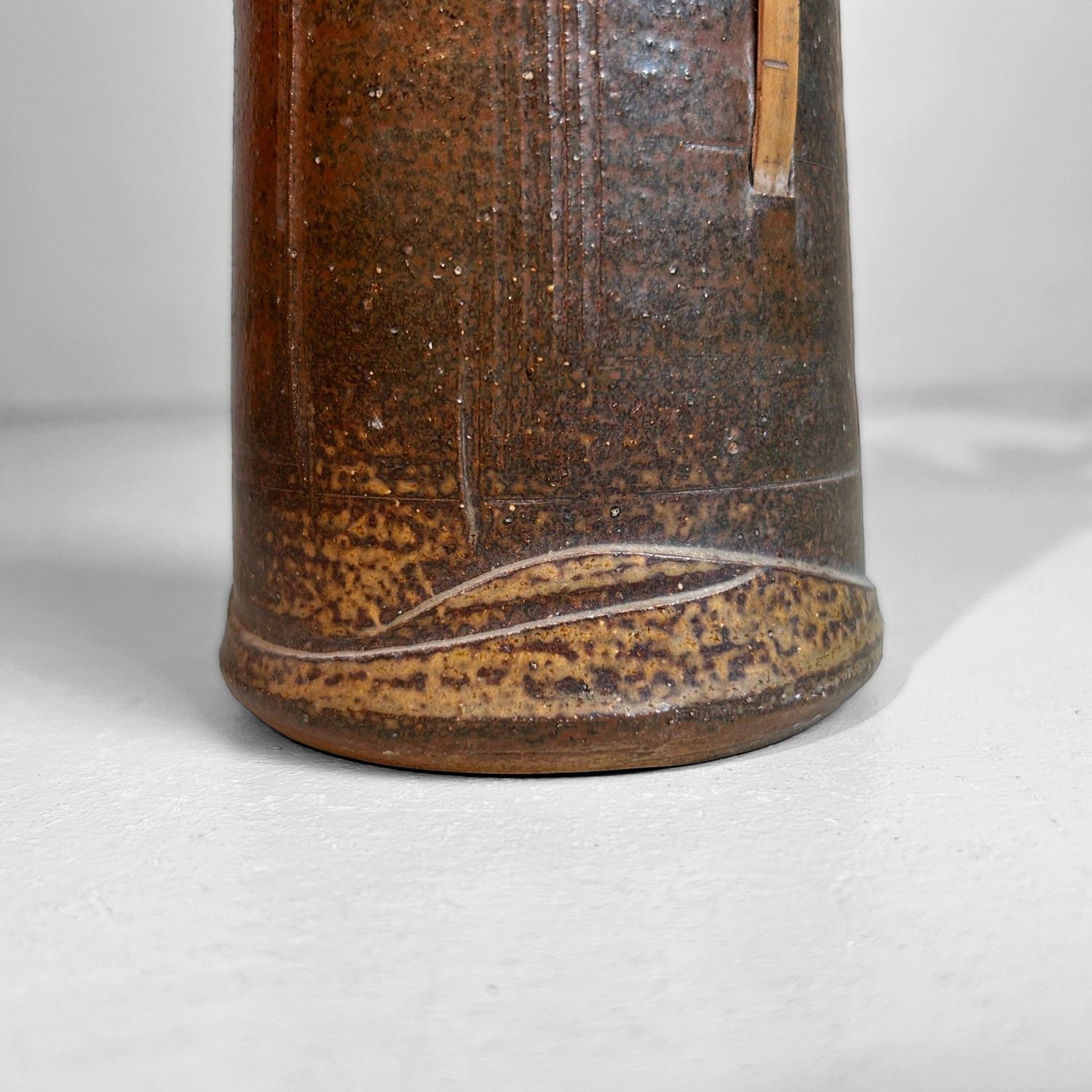 Japanese 1950s Ceramics - Authentic Ikebana Vase with Bamboo.