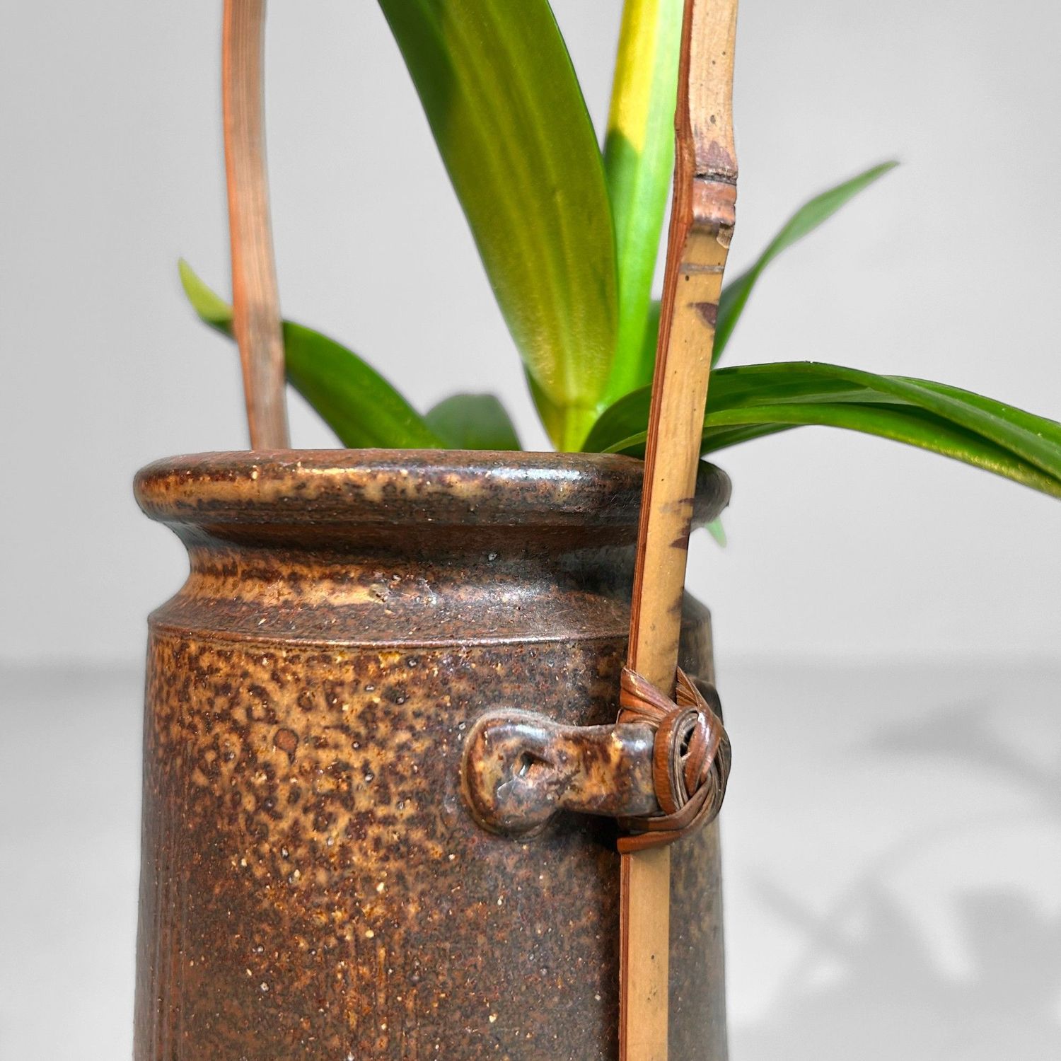 Japanese 1950s Ceramics - Authentic Ikebana Vase with Bamboo.