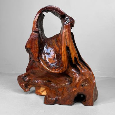 Japanse Tsuge Burl Wood Decoratie, Wabi-Sabi Ikebana, Taishō periode.