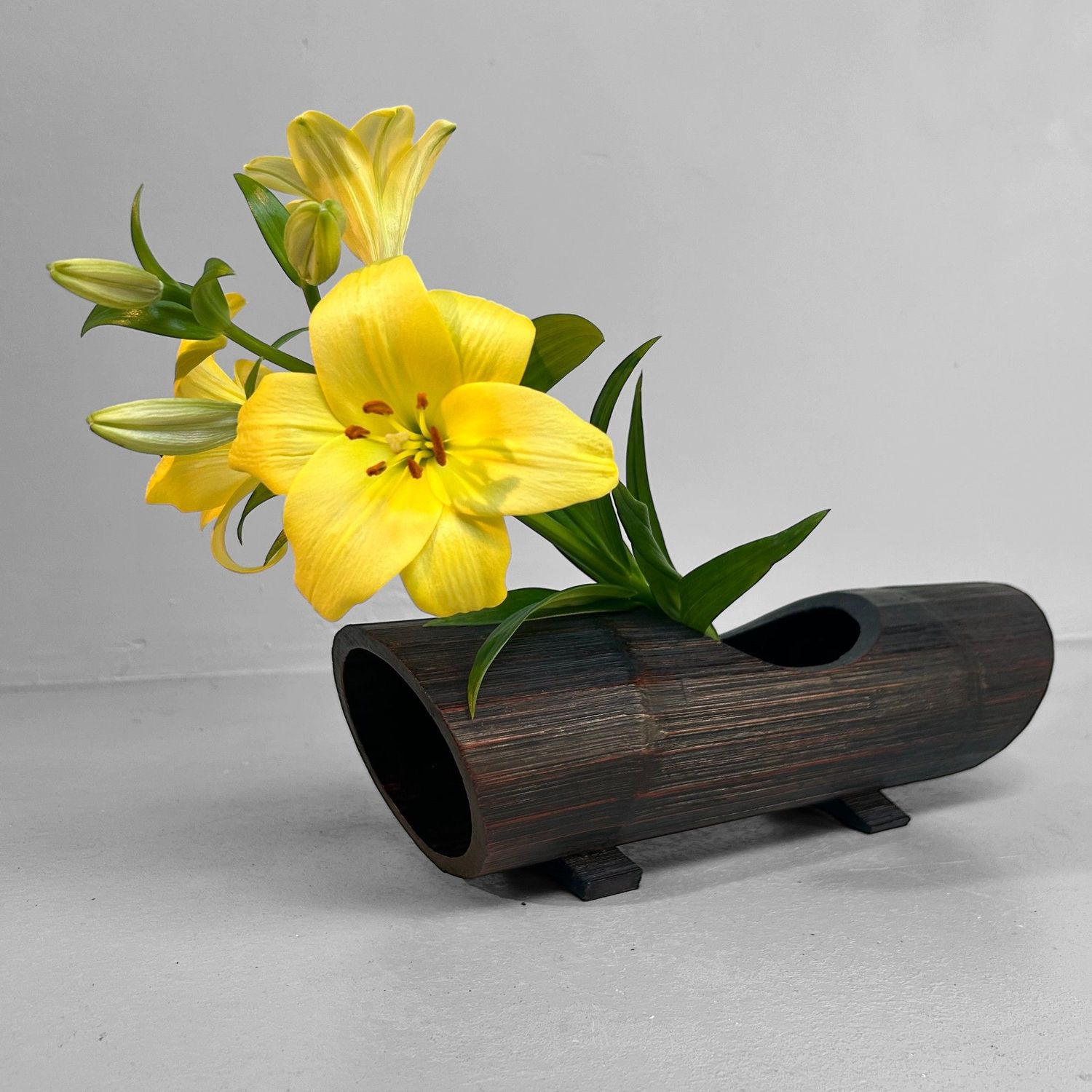 Vintage Bamboe Ikebana Bloemenstaander, Japan.