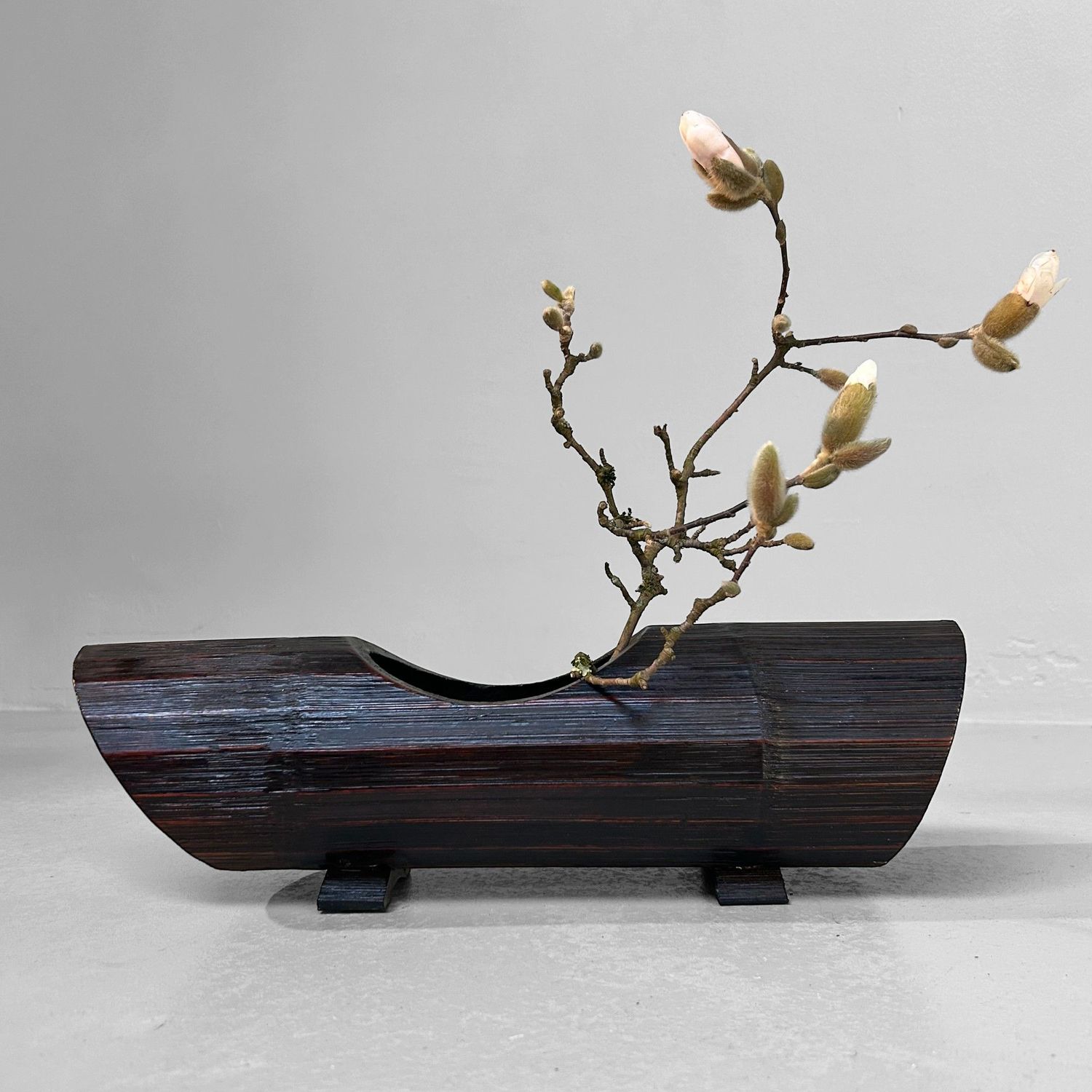 Vintage Bamboo Ikebana Flower Stand, Japan.