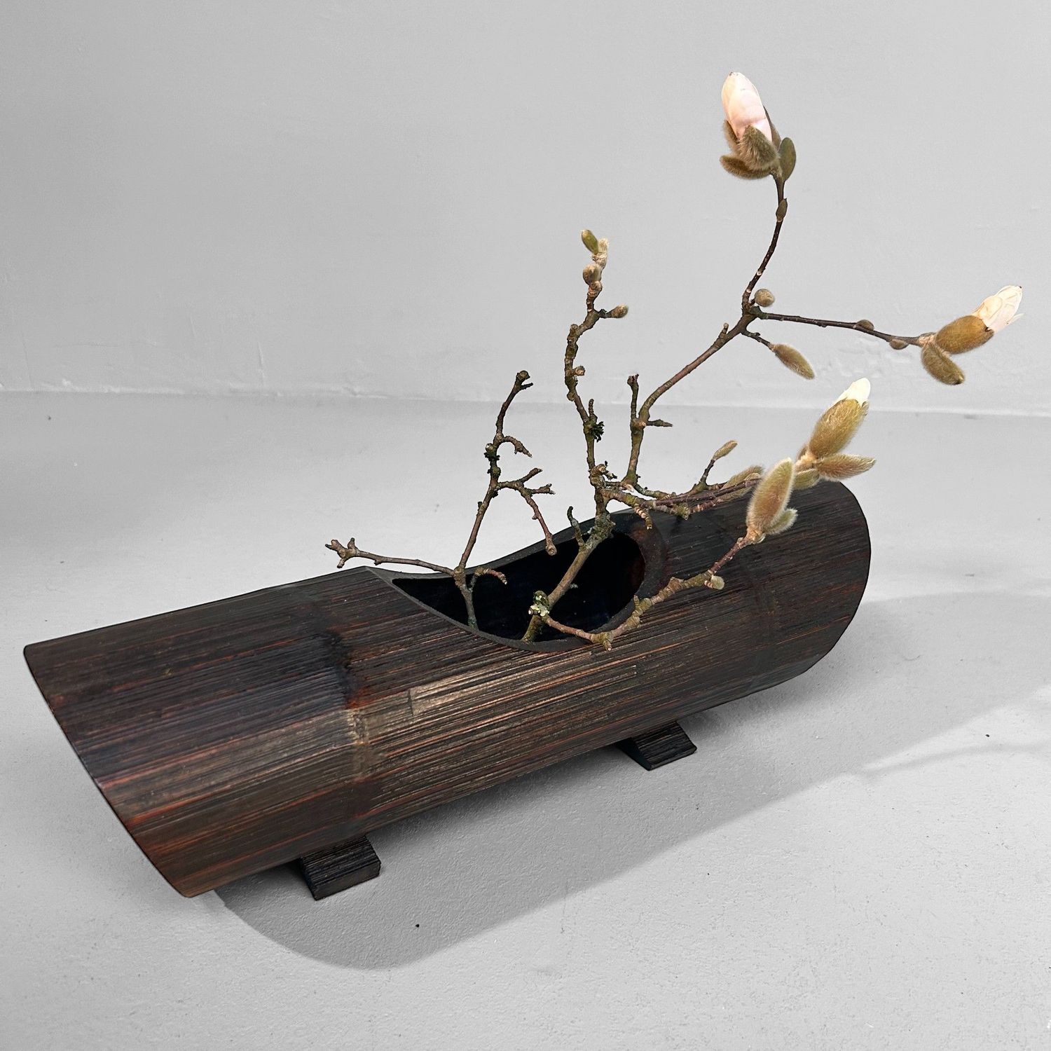 Vintage Bamboe Ikebana Bloemenstaander, Japan.