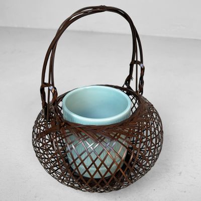 Vintage Hanakago (花籠), Bamboo Ikebana Basket, 1960s.