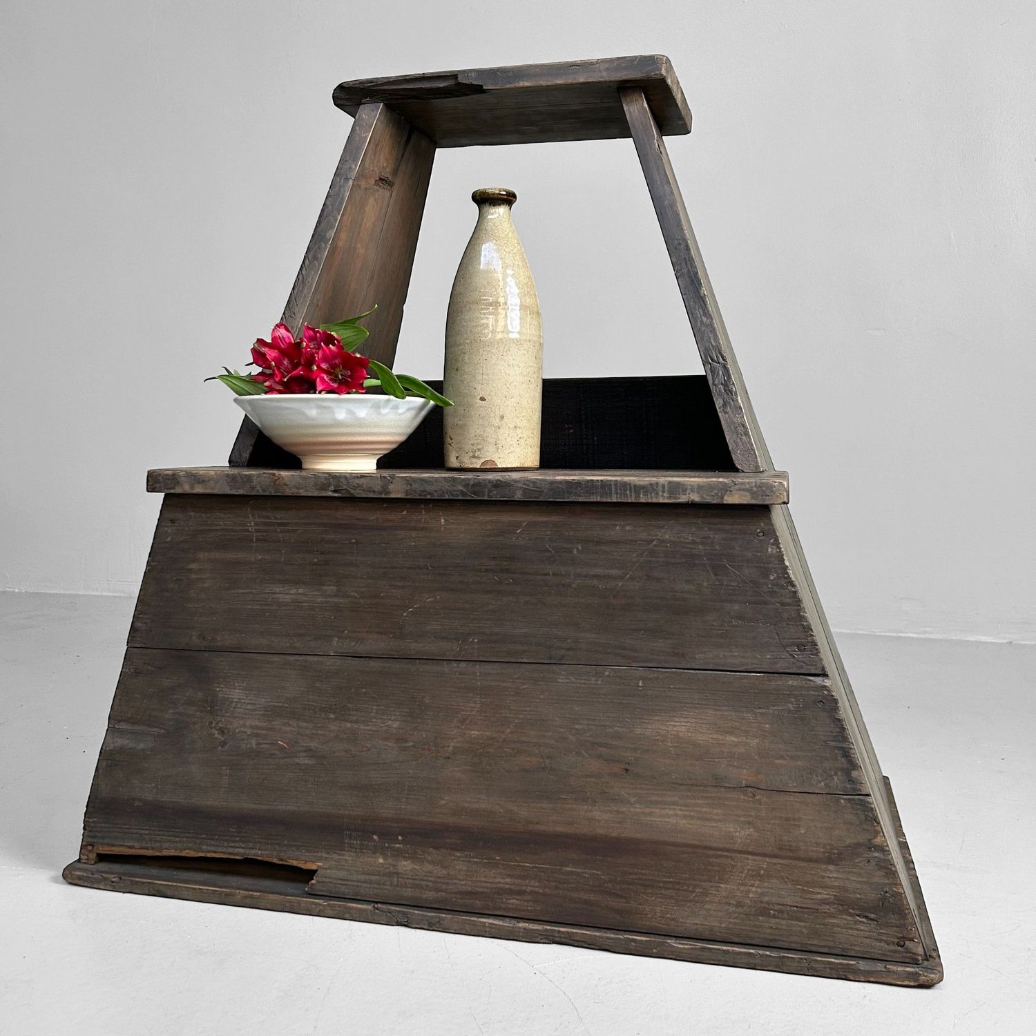 Minimalist Fumidai, Wooden Step Stool, Taishō Period, Japan.