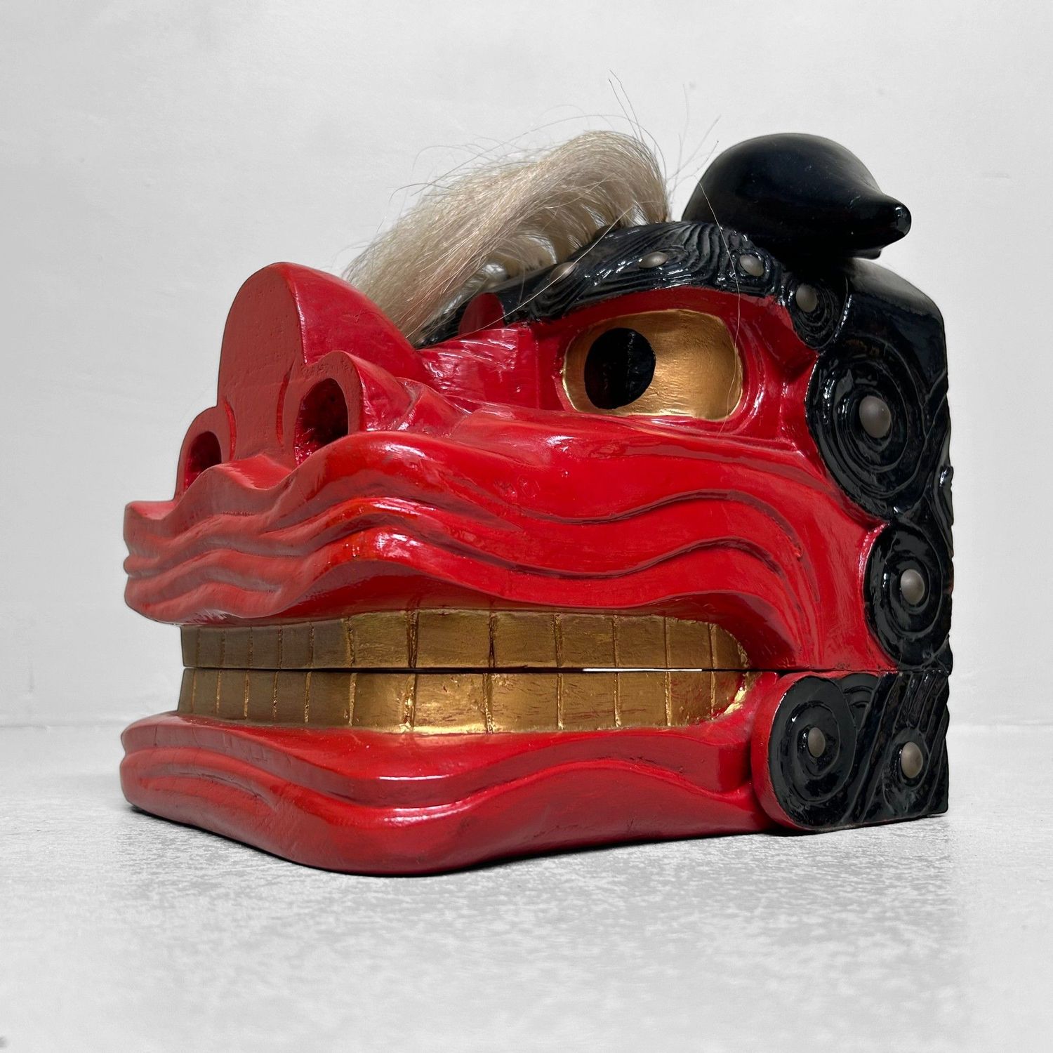 Traditional Shishi Lion Mask – Lacquered Wood Carving, 1950s-60s.