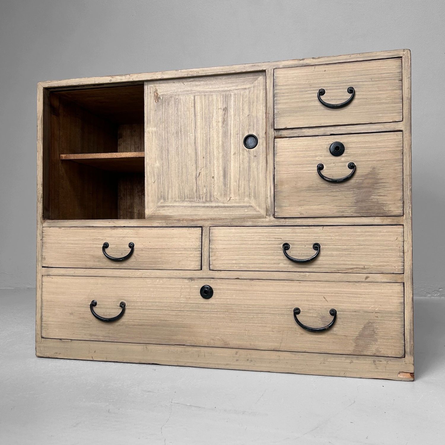 1960s Japanese Tansu Cabinet - Elegant Mid-Century Storage Piece.