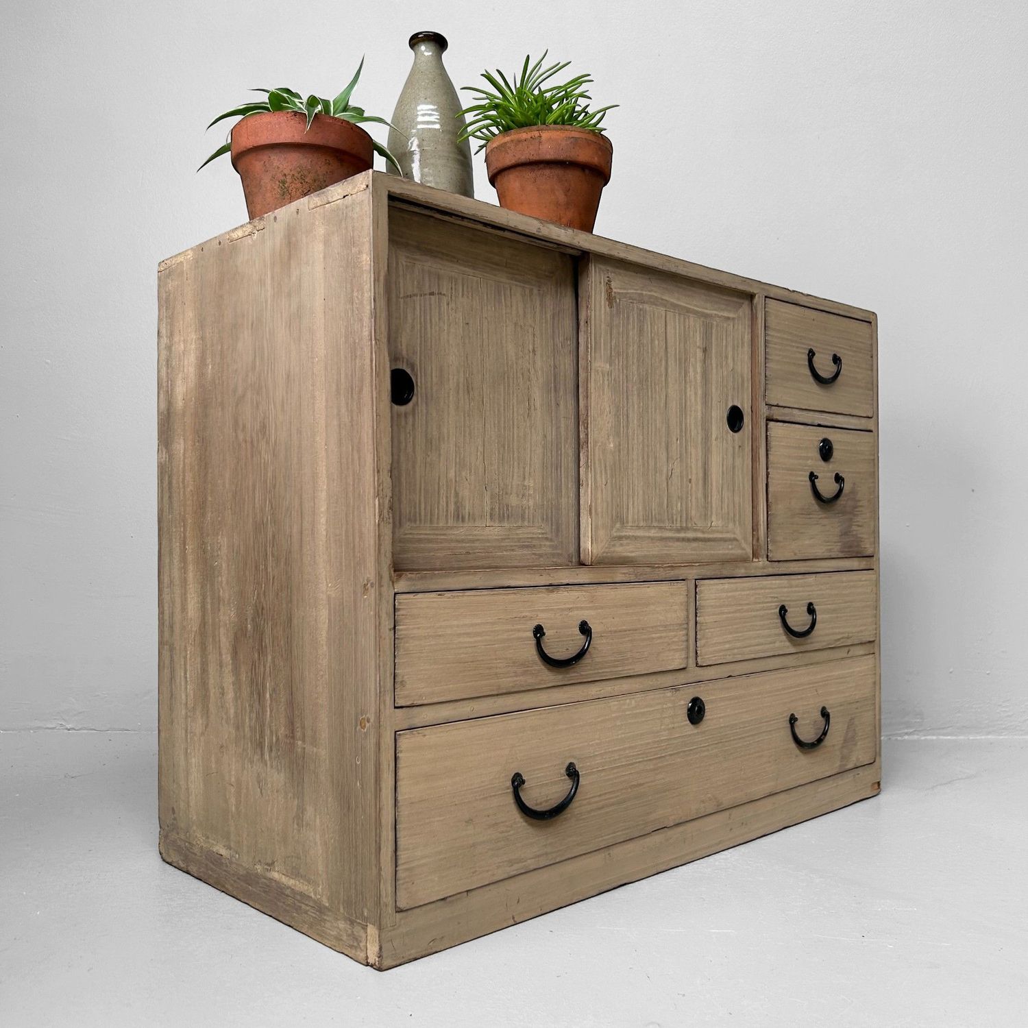 1960s Japanese Tansu Cabinet - Elegant Mid-Century Storage Piece.