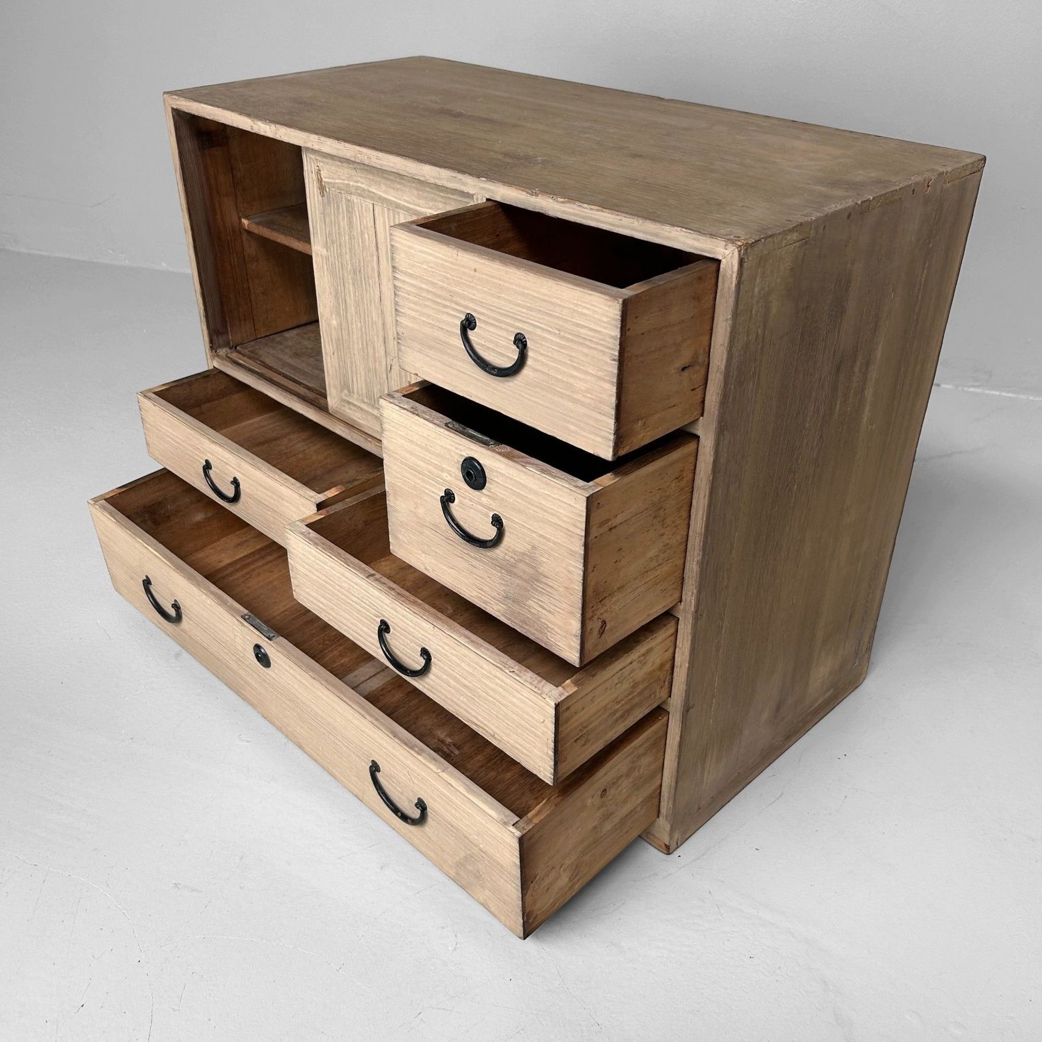 1960s Japanese Tansu Cabinet - Elegant Mid-Century Storage Piece.