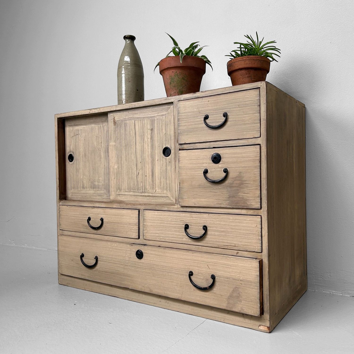 1960s Japanese Tansu Cabinet - Elegant Mid-Century Storage Piece.