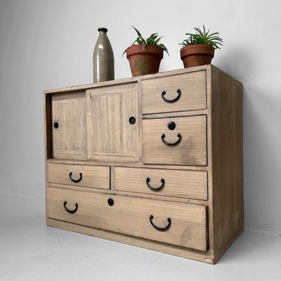1960s Japanese Tansu Cabinet - Elegant Mid-Century Storage Piece.