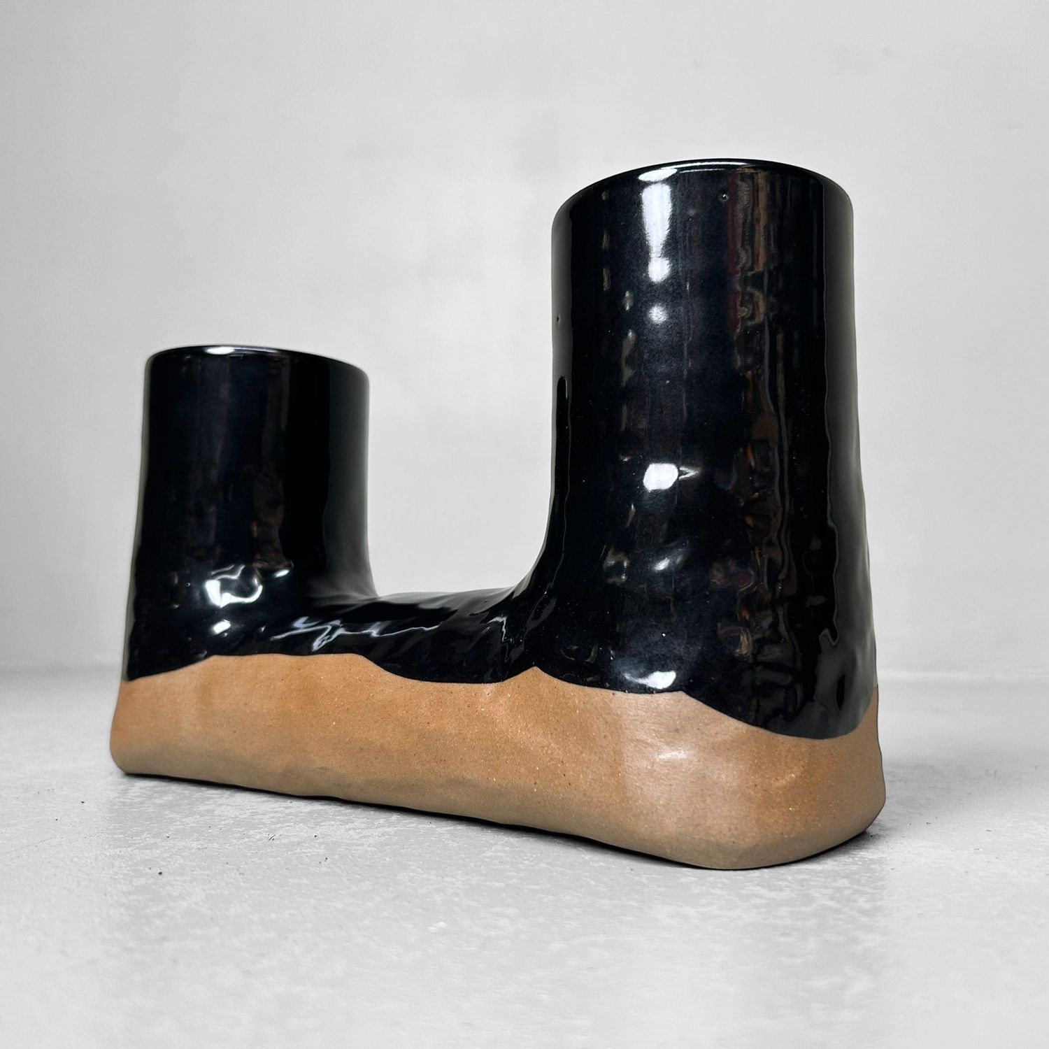 Organic 1970s Studio Ceramic Ikebana Vase from Japan.