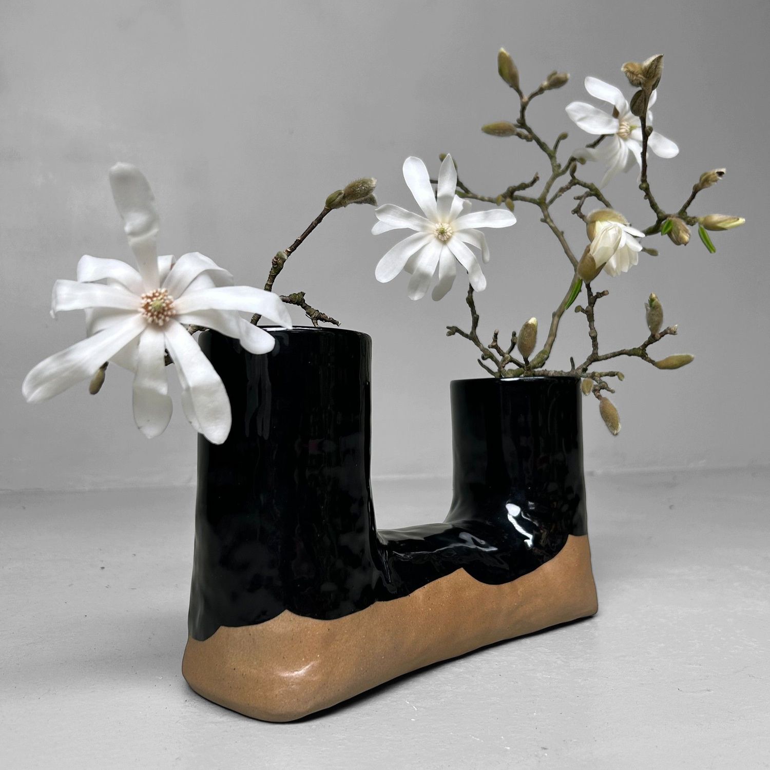 Minimalistische Keramieken Ikebana Vaas, Jaren 70, Japan.