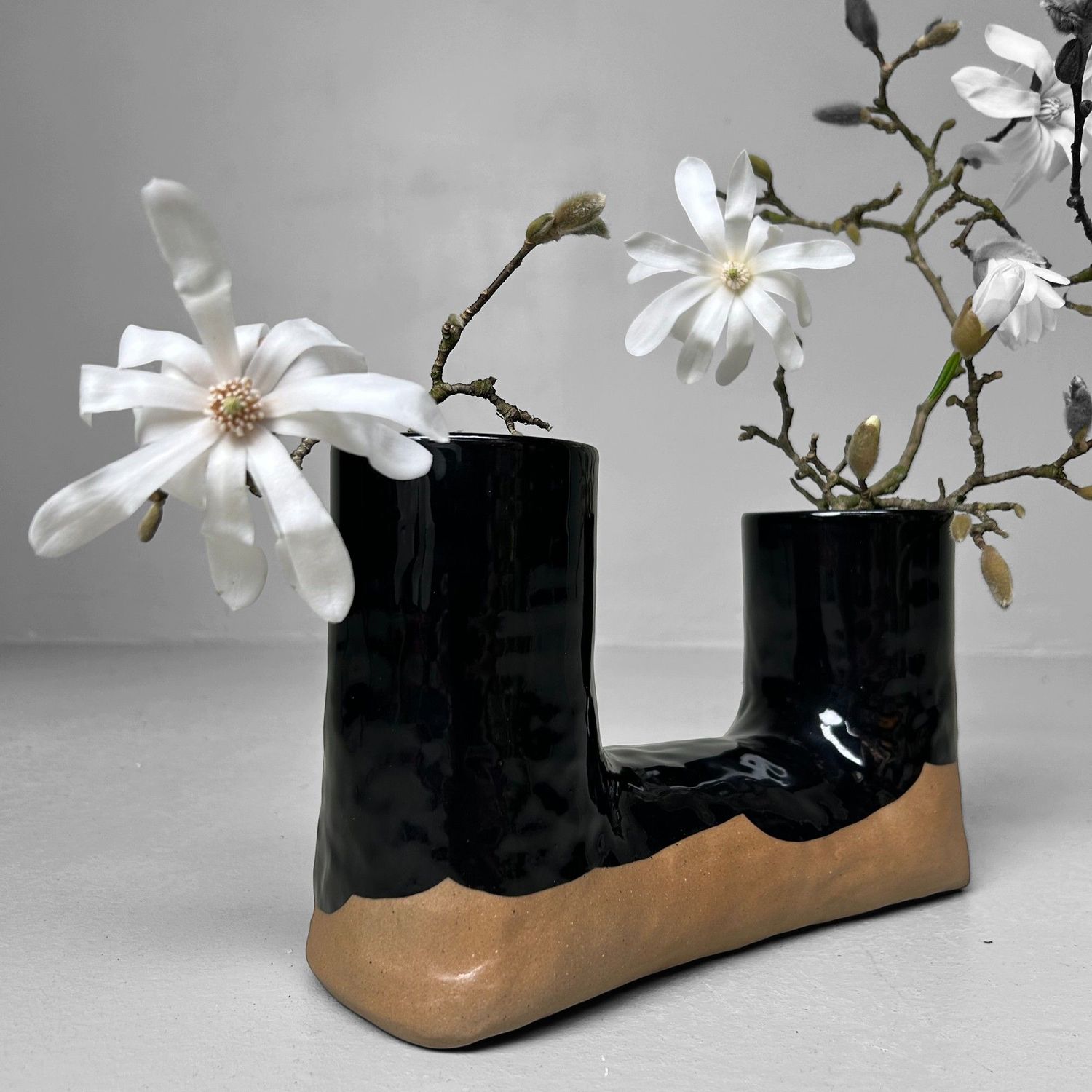 Minimalistische Keramieken Ikebana Vaas, Jaren 70, Japan.