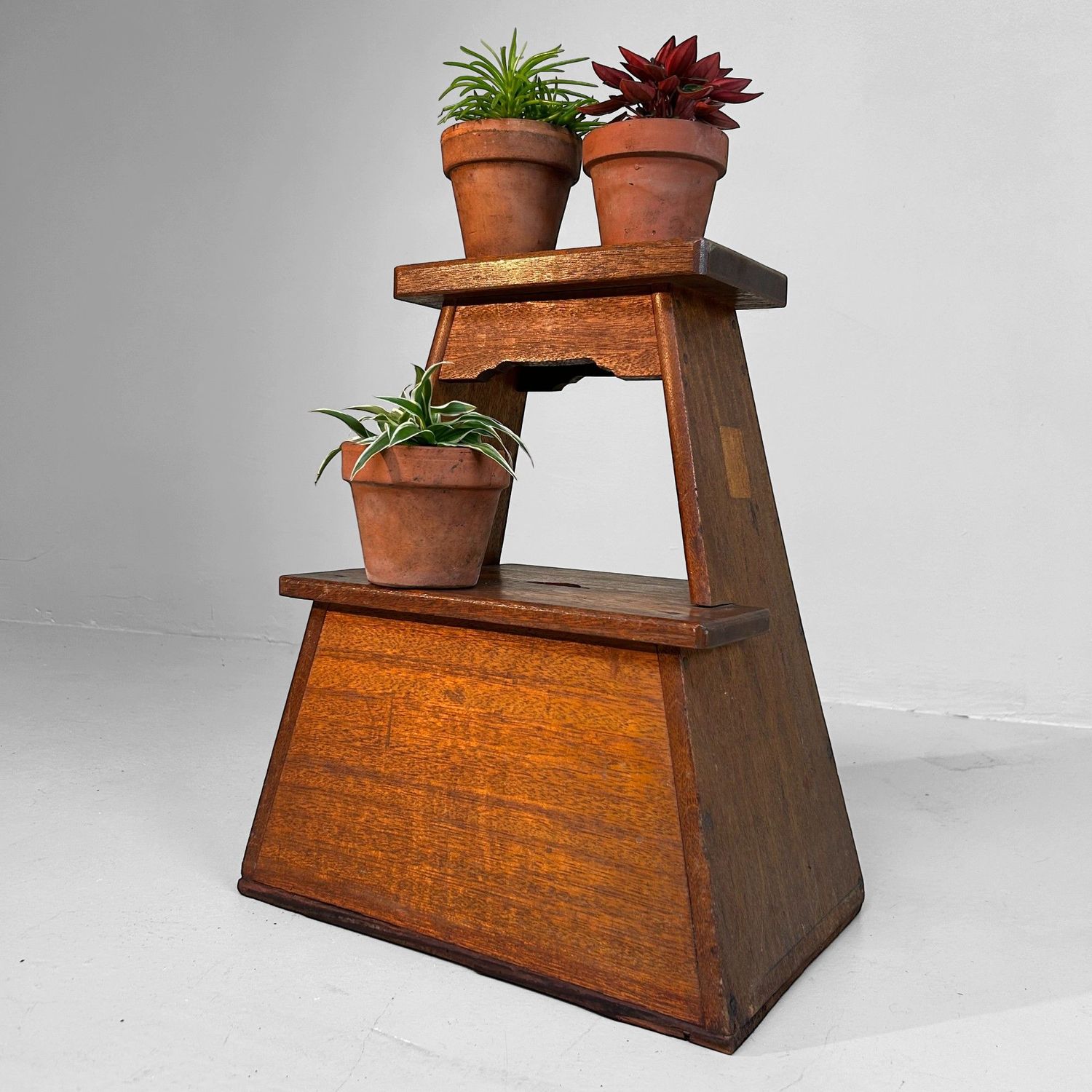 Vintage Japanese Fumidai, Shōwa Era Decorative Wooden Step Stool