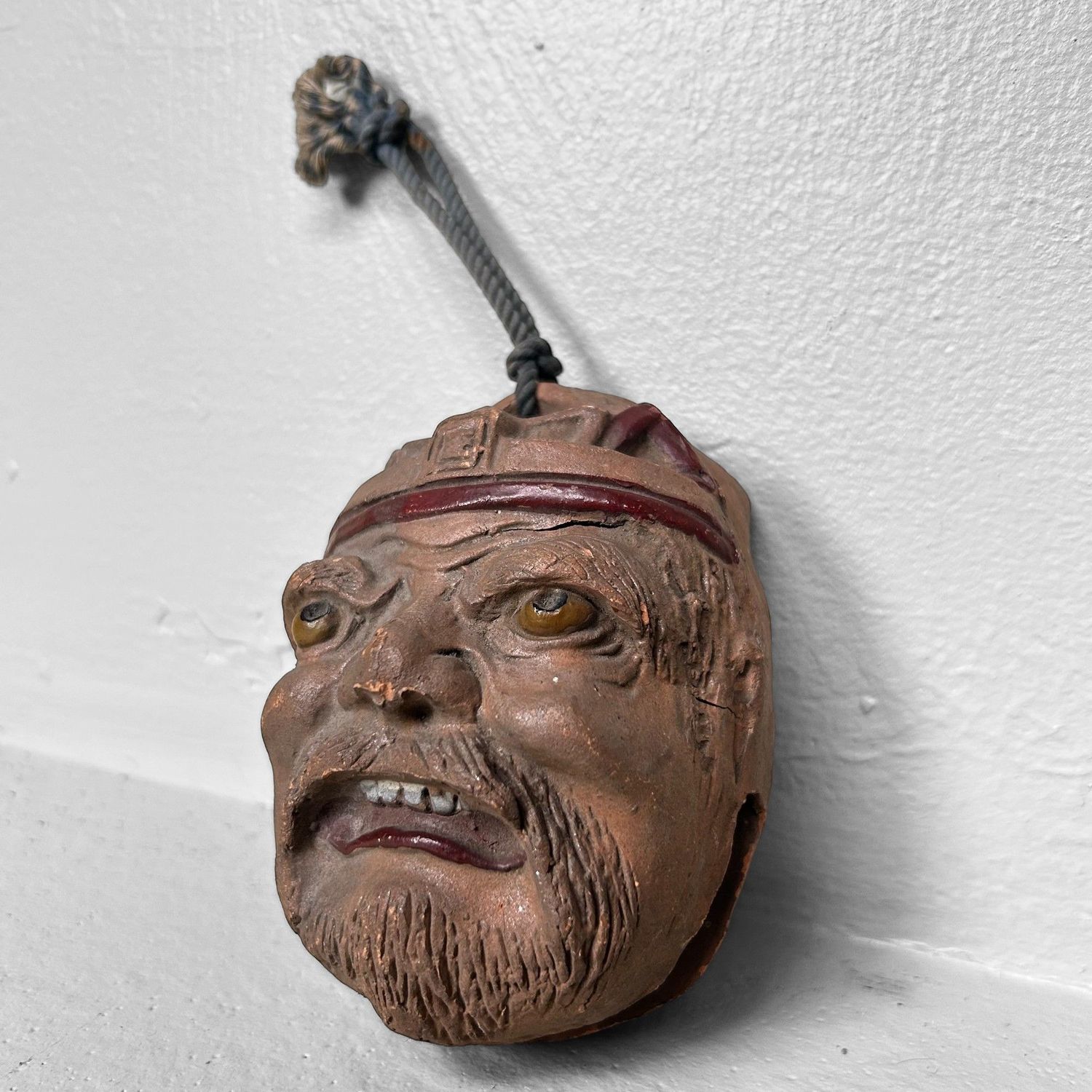 Antique Japanese Oni Dorei Bell with Dual Faces, 1920s.