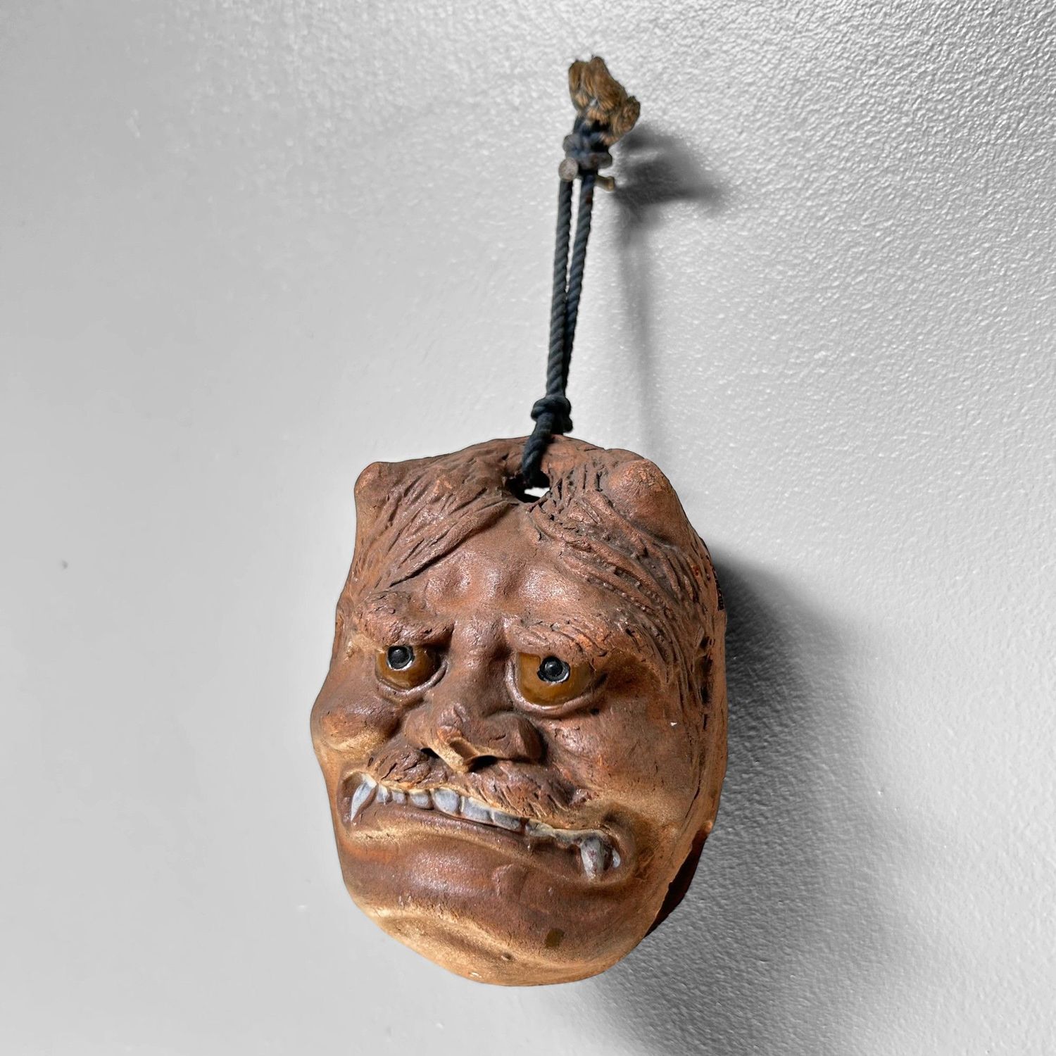 Antique Japanese Oni Dorei Bell with Dual Faces, 1920s.