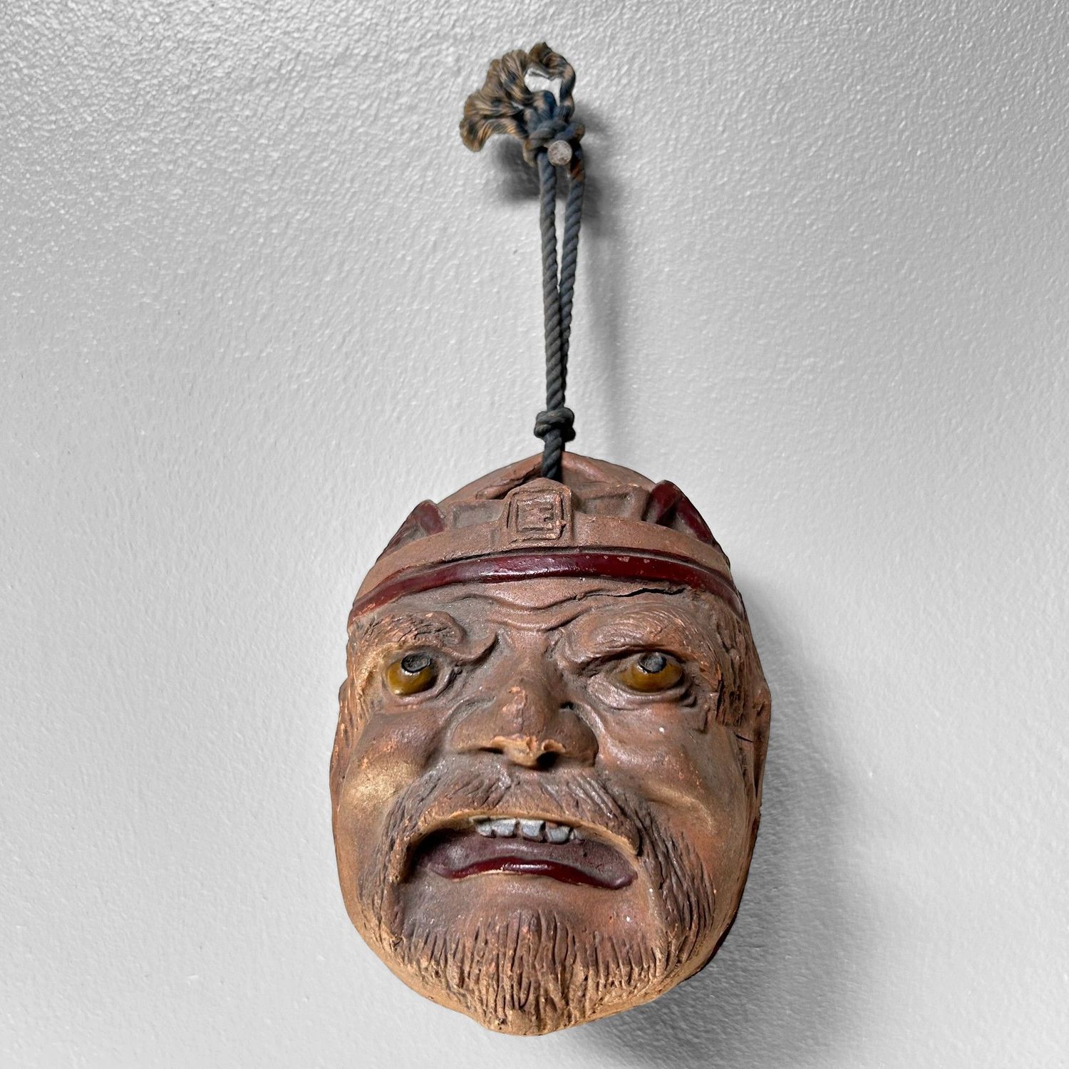 Antique Japanese Oni Dorei Bell with Dual Faces, 1920s.