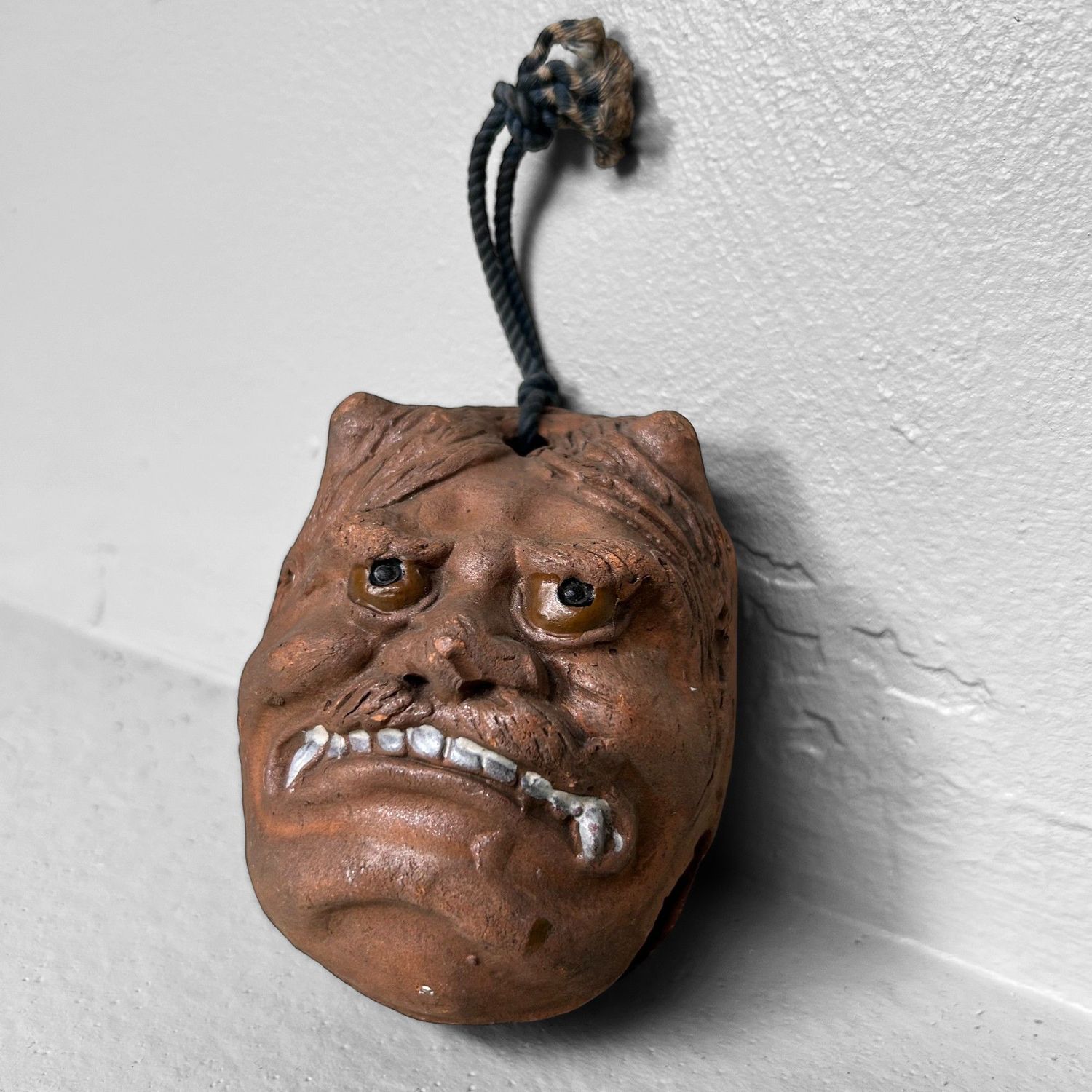 Antique Japanese Oni Dorei Bell with Dual Faces, 1920s.