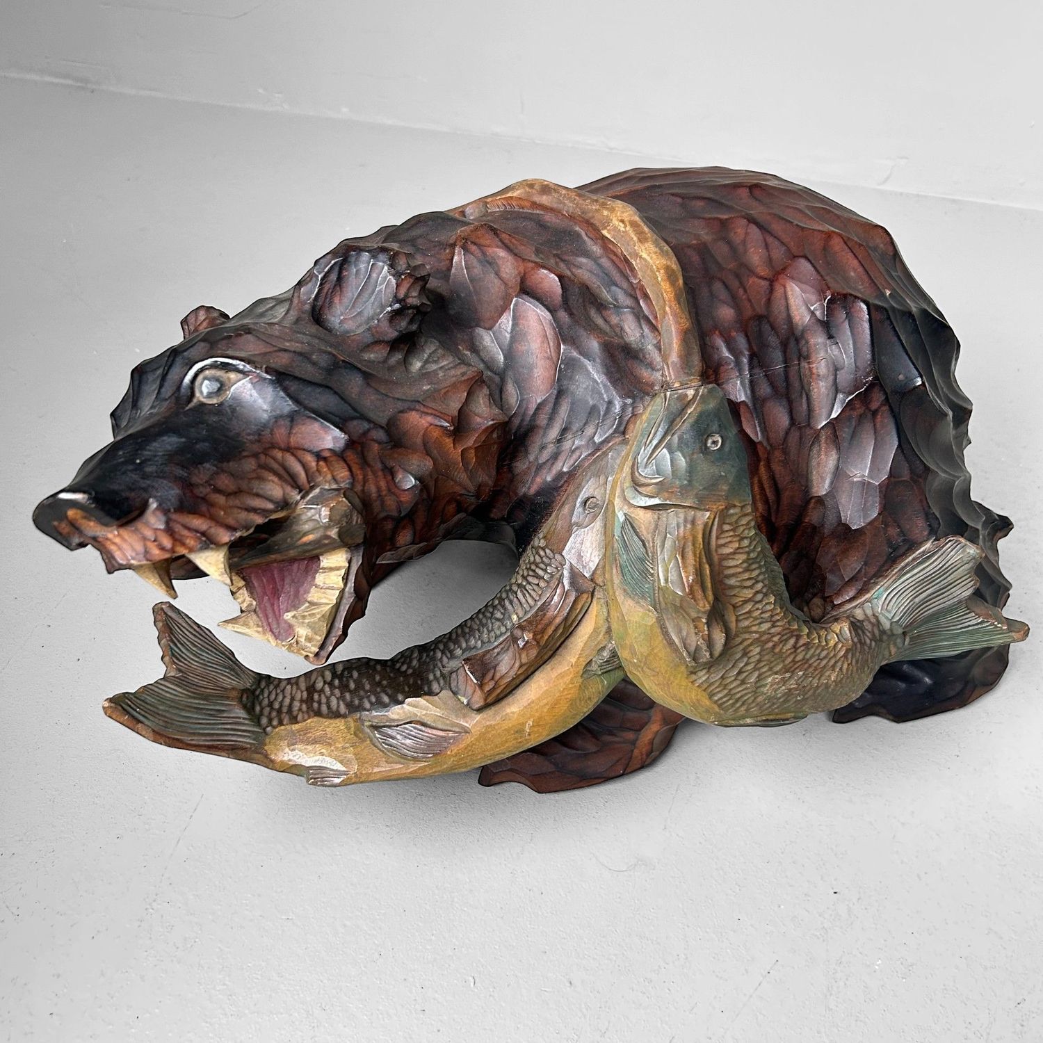 Handgesneden Houten Beer, Uniek Ainu Houtsnijwerk, jaren '50, Japan.