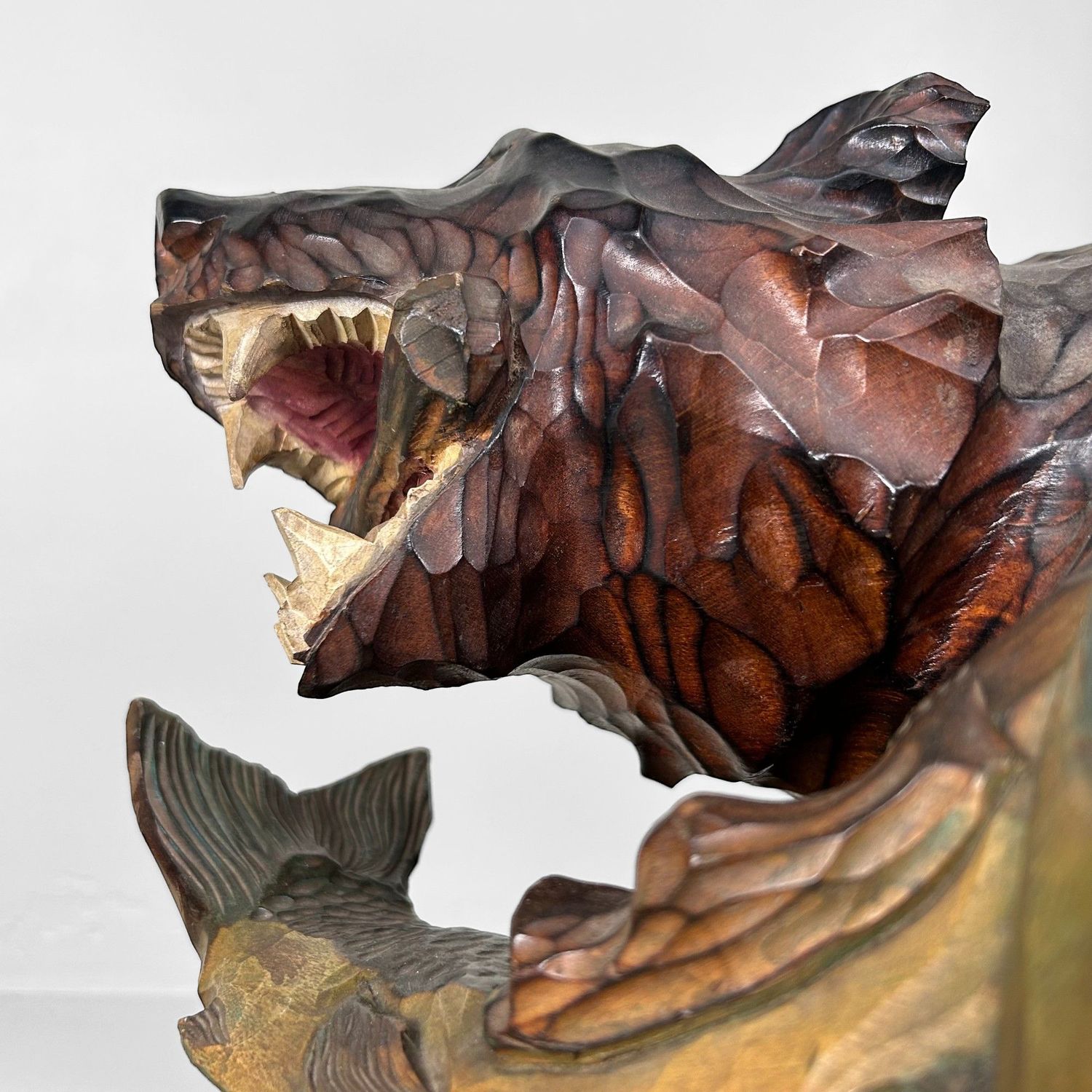 Handgesneden Houten Beer, Uniek Ainu Houtsnijwerk, jaren '50, Japan.