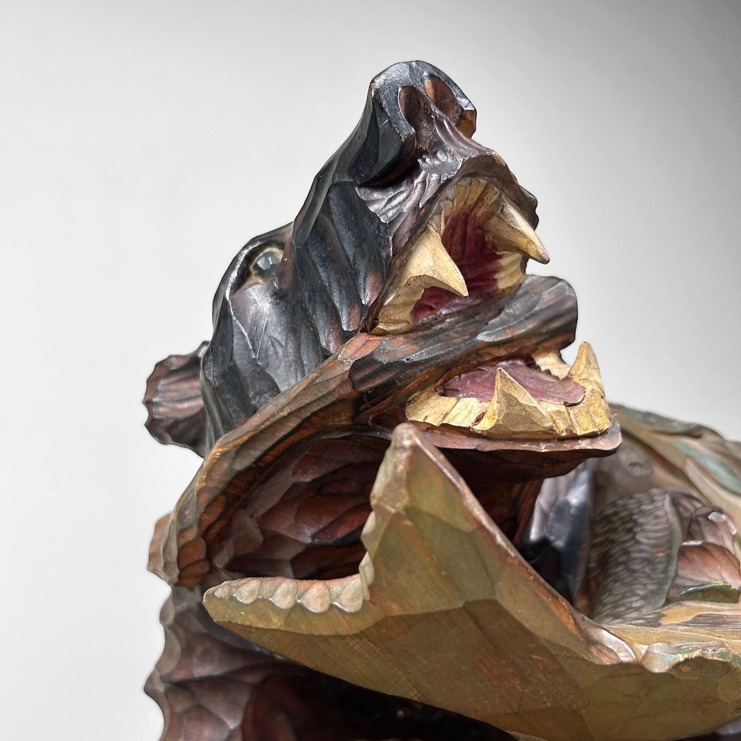 Handgesneden Houten Beer, Uniek Ainu Houtsnijwerk, jaren '50, Japan.