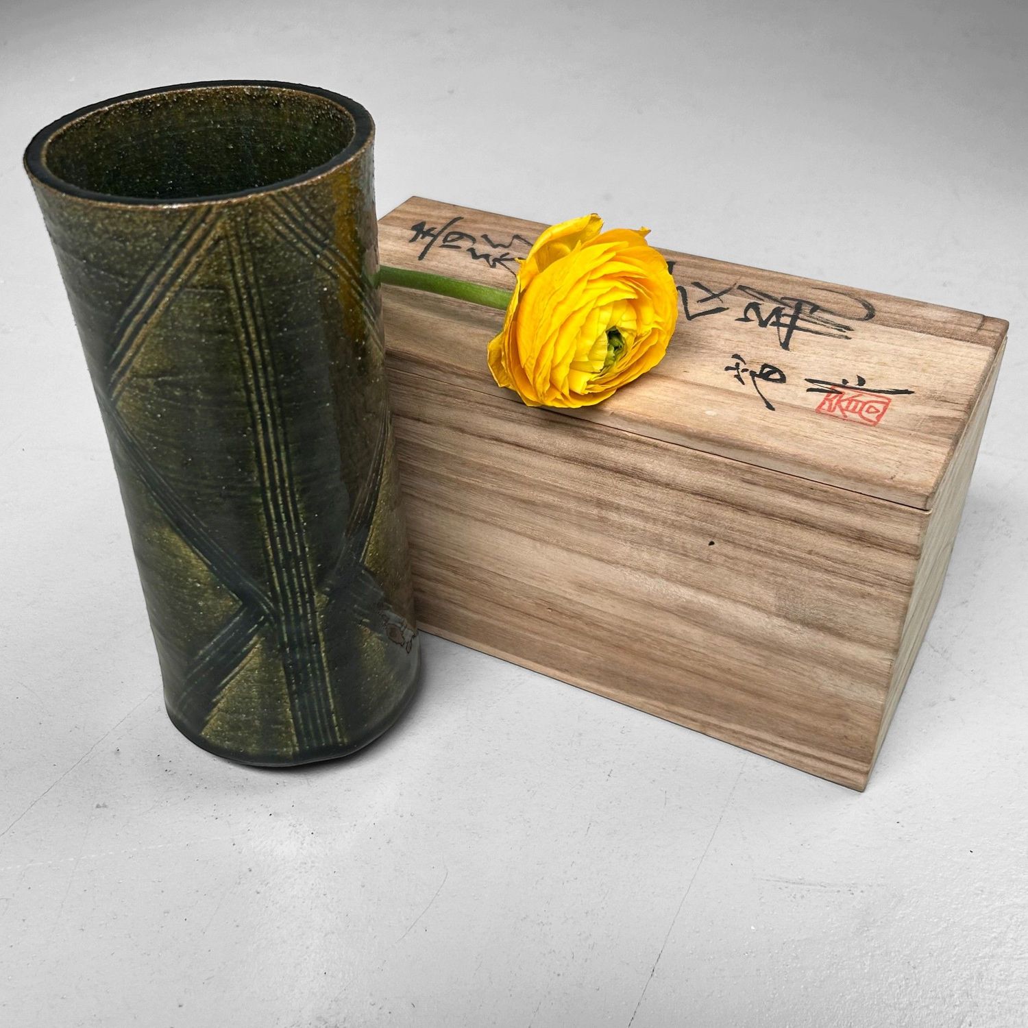 Japanse Ikebana Vaas door Kato Takashi – Hyakume-gama, jaren '70.