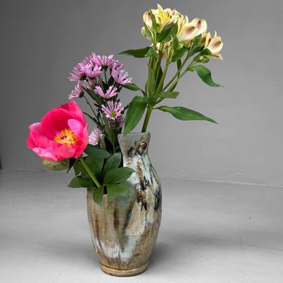 Mid Century Shigaraki Vase with Teoke Handle, 1960s.