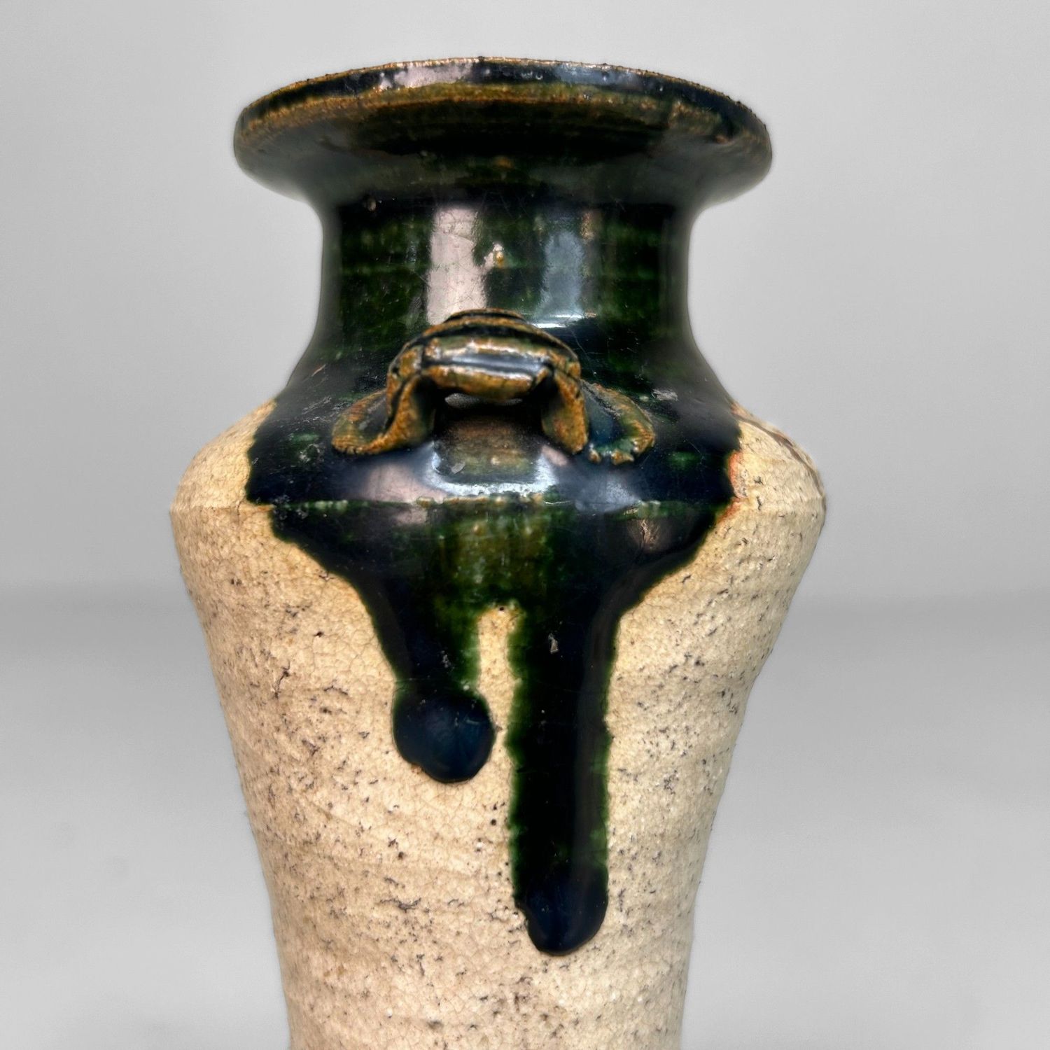 Mid-Century Oribe-yaki Ikebana Vase, Japan.