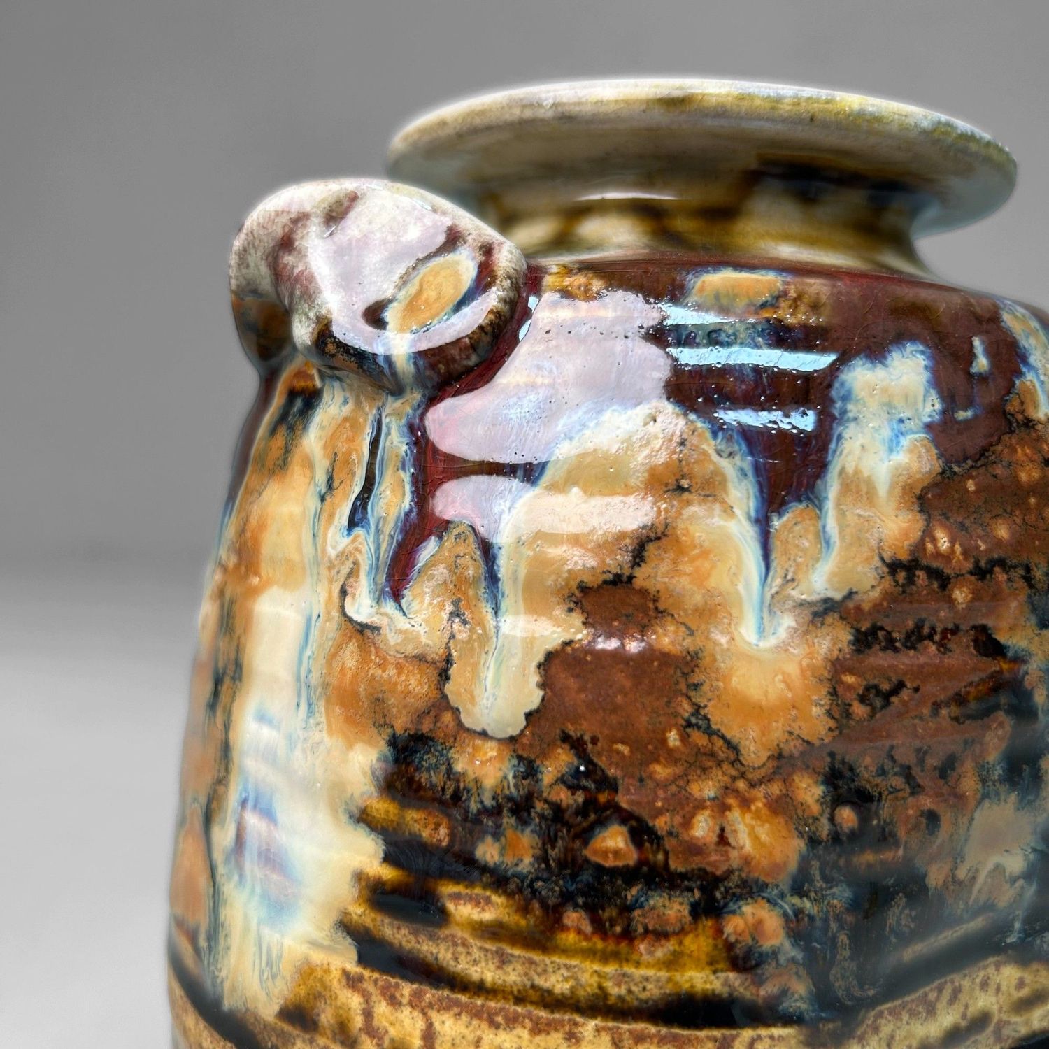 Authentic Shigaraki-yaki Ikebana Vase by Akiyama, 1970s.