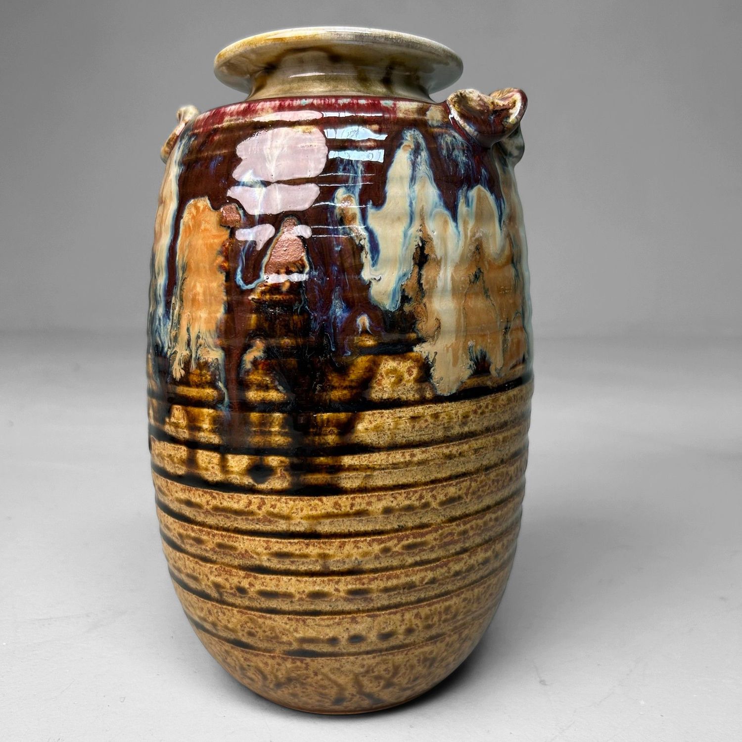 Authentic Shigaraki-yaki Ikebana Vase by Akiyama, 1970s.
