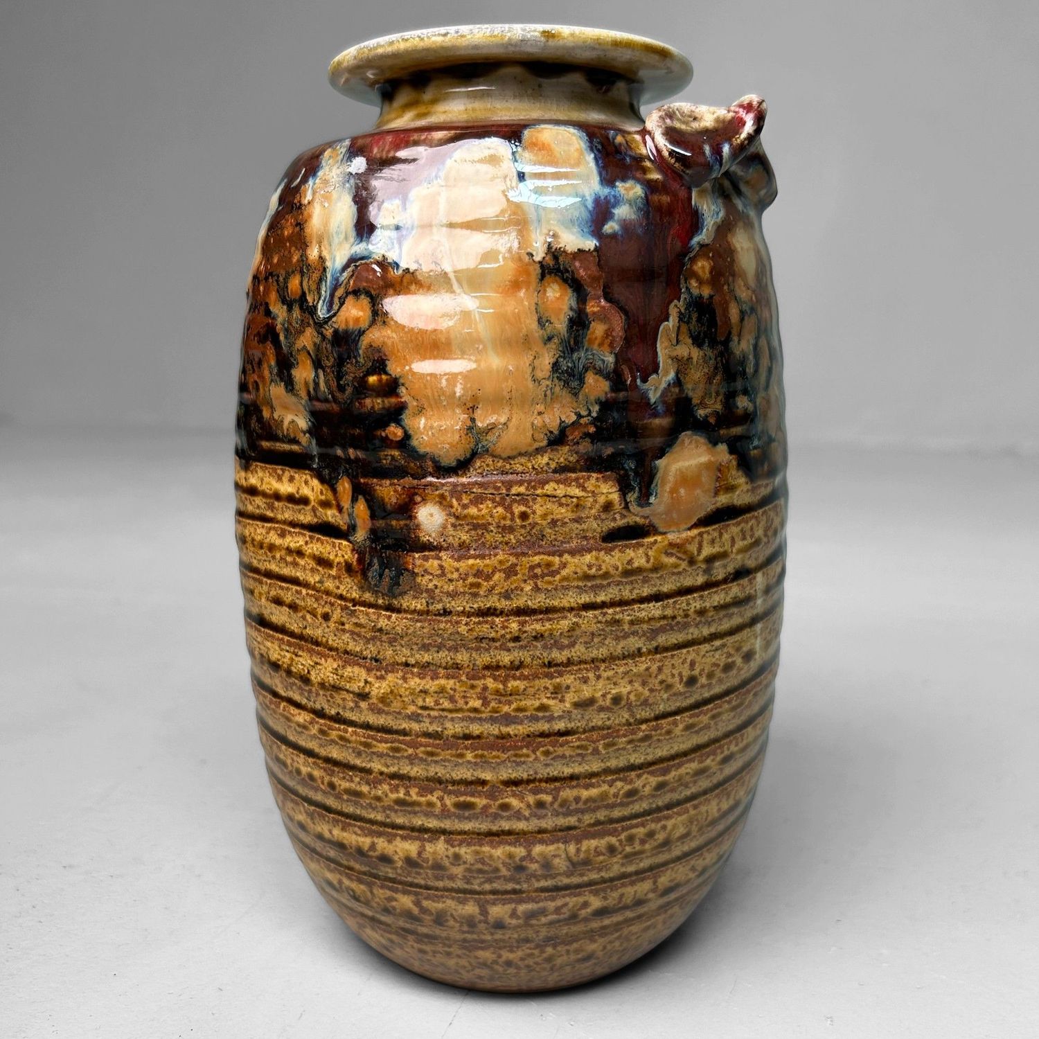 Authentic Shigaraki-yaki Ikebana Vase by Akiyama, 1970s.