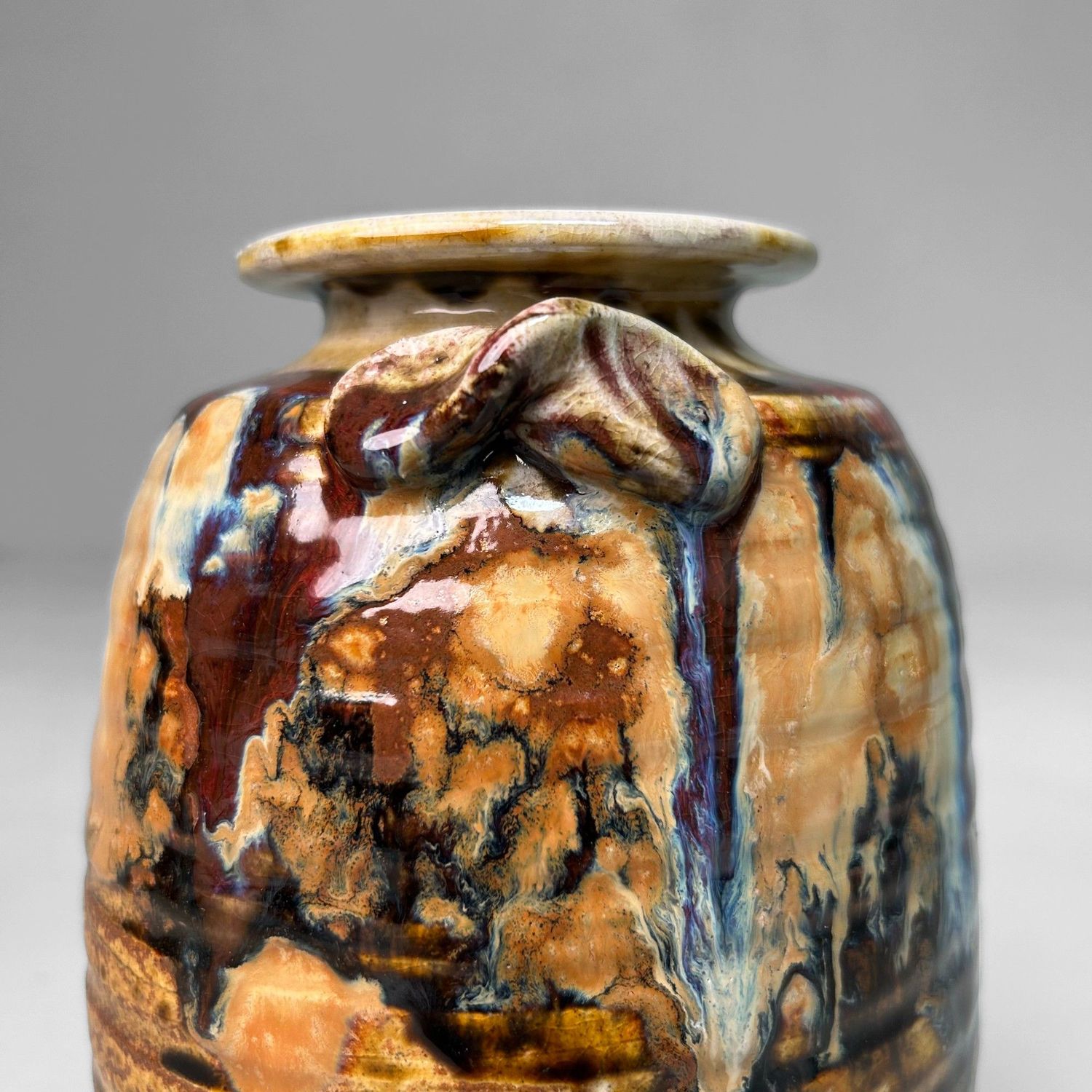Authentic Shigaraki-yaki Ikebana Vase by Akiyama, 1970s.