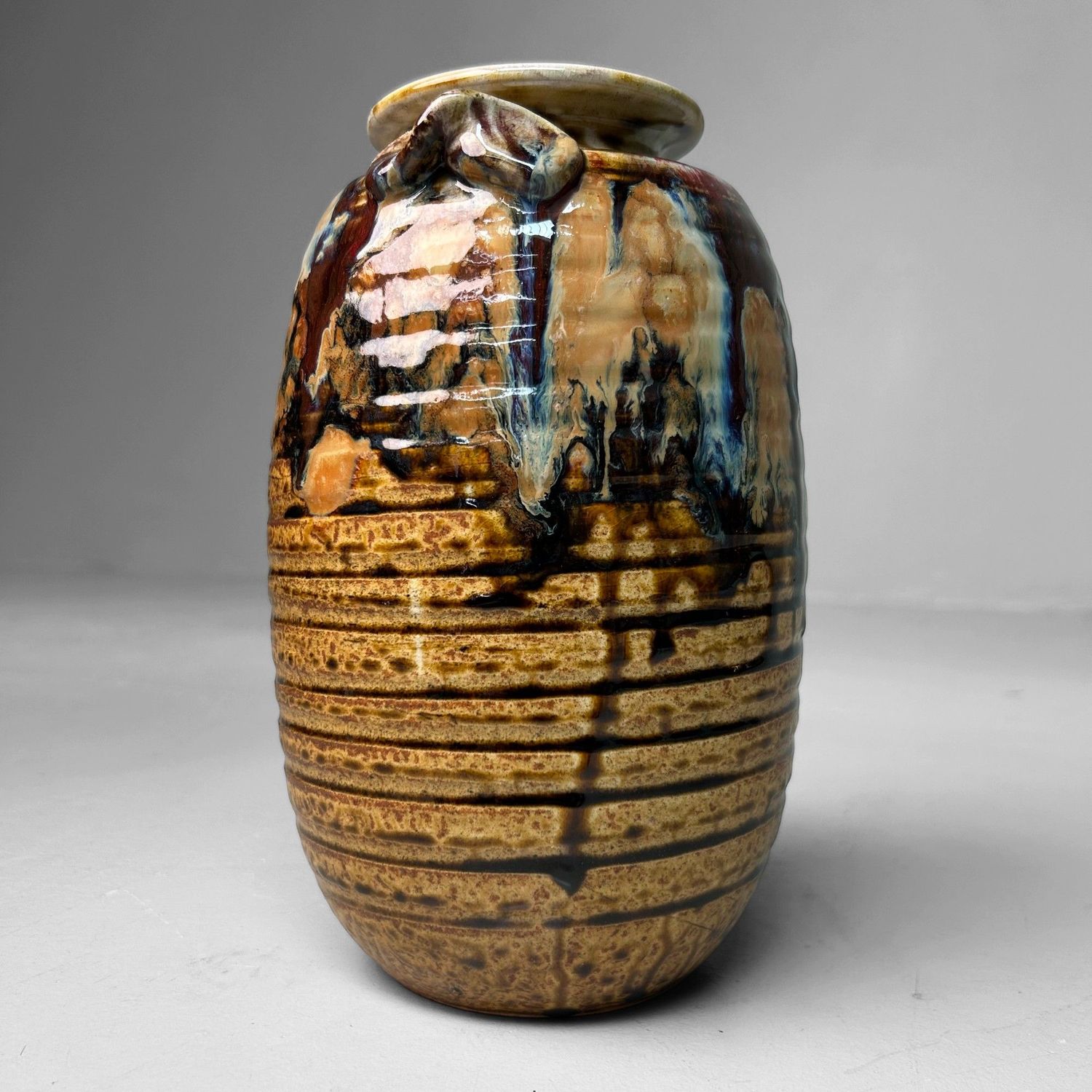 Authentic Shigaraki-yaki Ikebana Vase by Akiyama, 1970s.