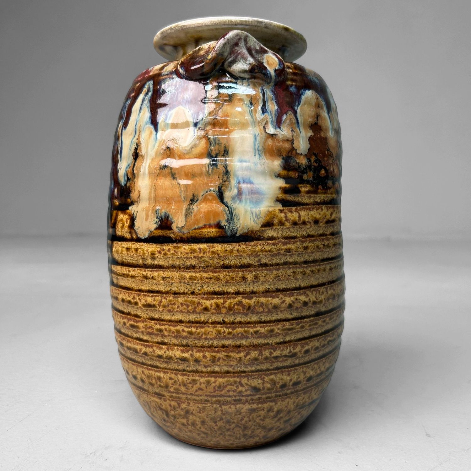 Authentic Shigaraki-yaki Ikebana Vase by Akiyama, 1970s.