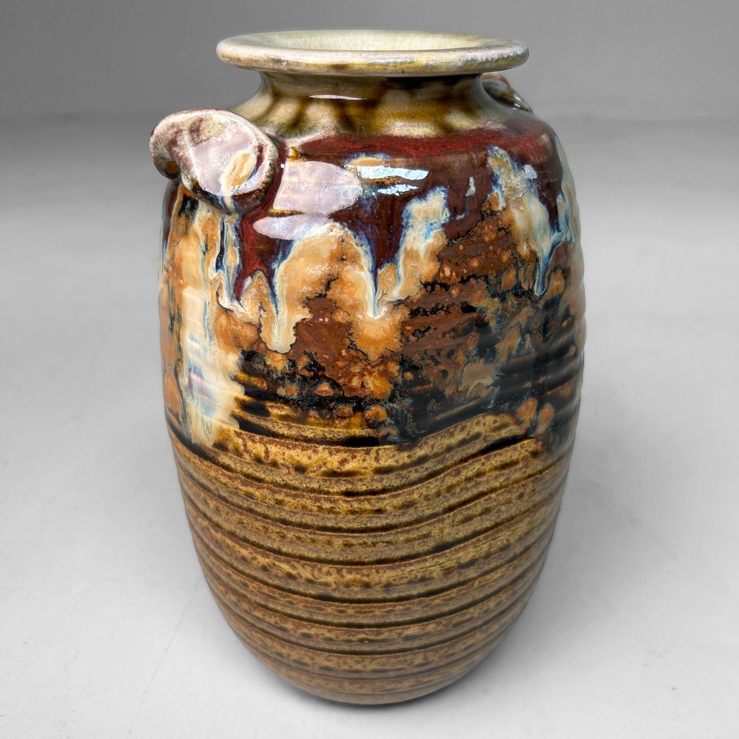 Authentic Shigaraki-yaki Ikebana Vase by Akiyama, 1970s.