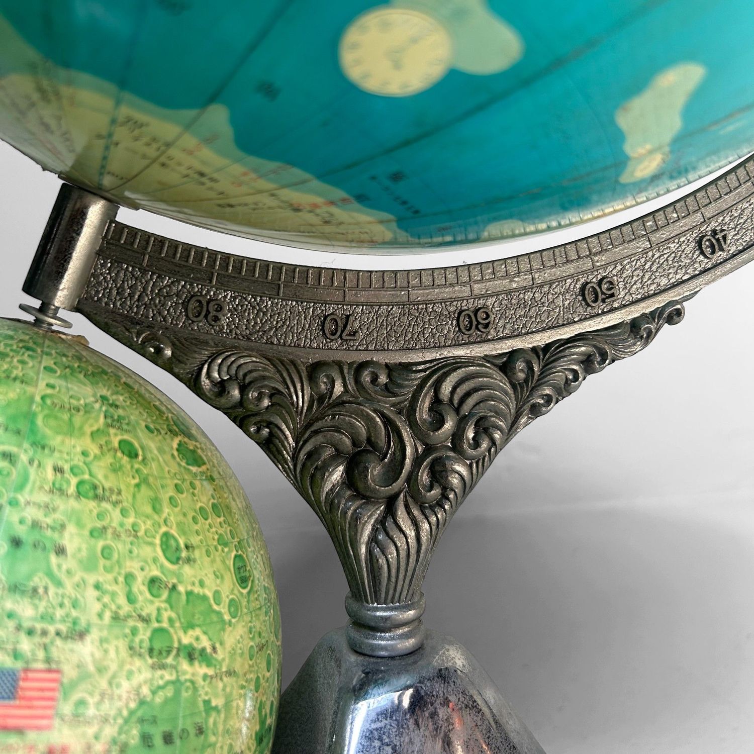 Japanse Vintage Globe Aarde & Maan Model, Mahina, jaren '70.