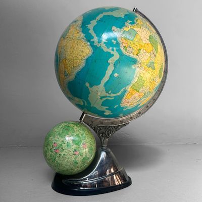 Japanse Vintage Globe Aarde & Maan Model, Mahina, jaren '70.