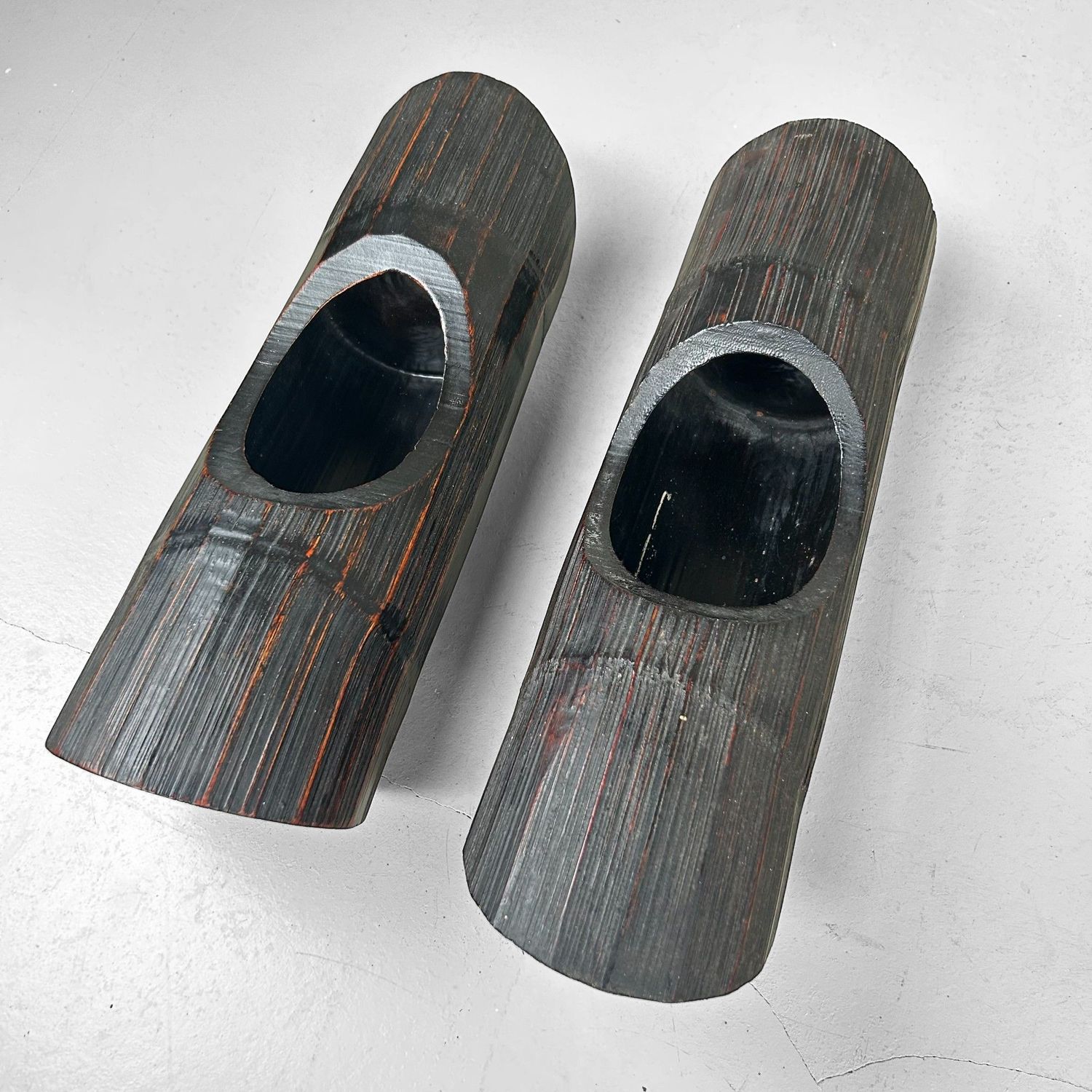 Pair of Vintage Bamboo Ikebana Vases, Japan.