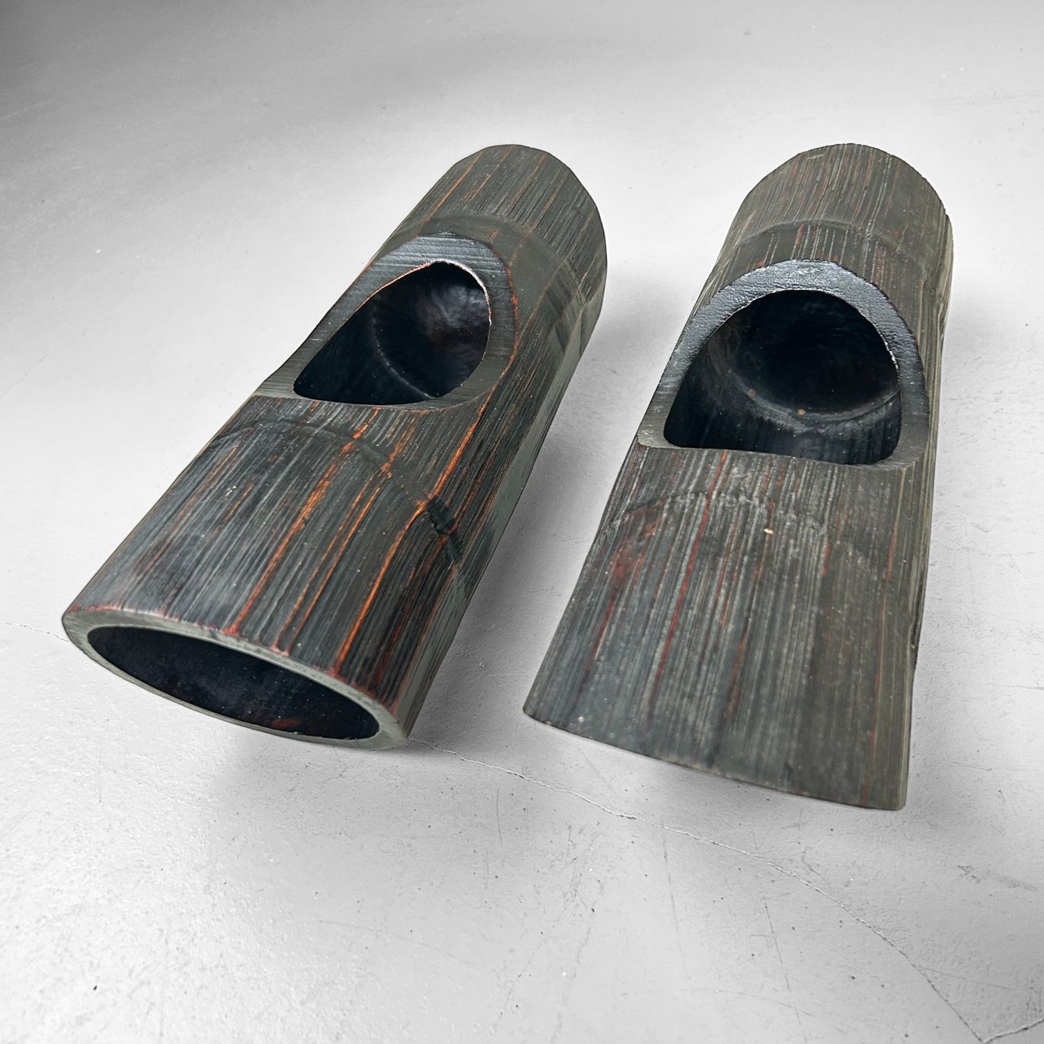 Pair of Vintage Bamboo Ikebana Vases, Japan.