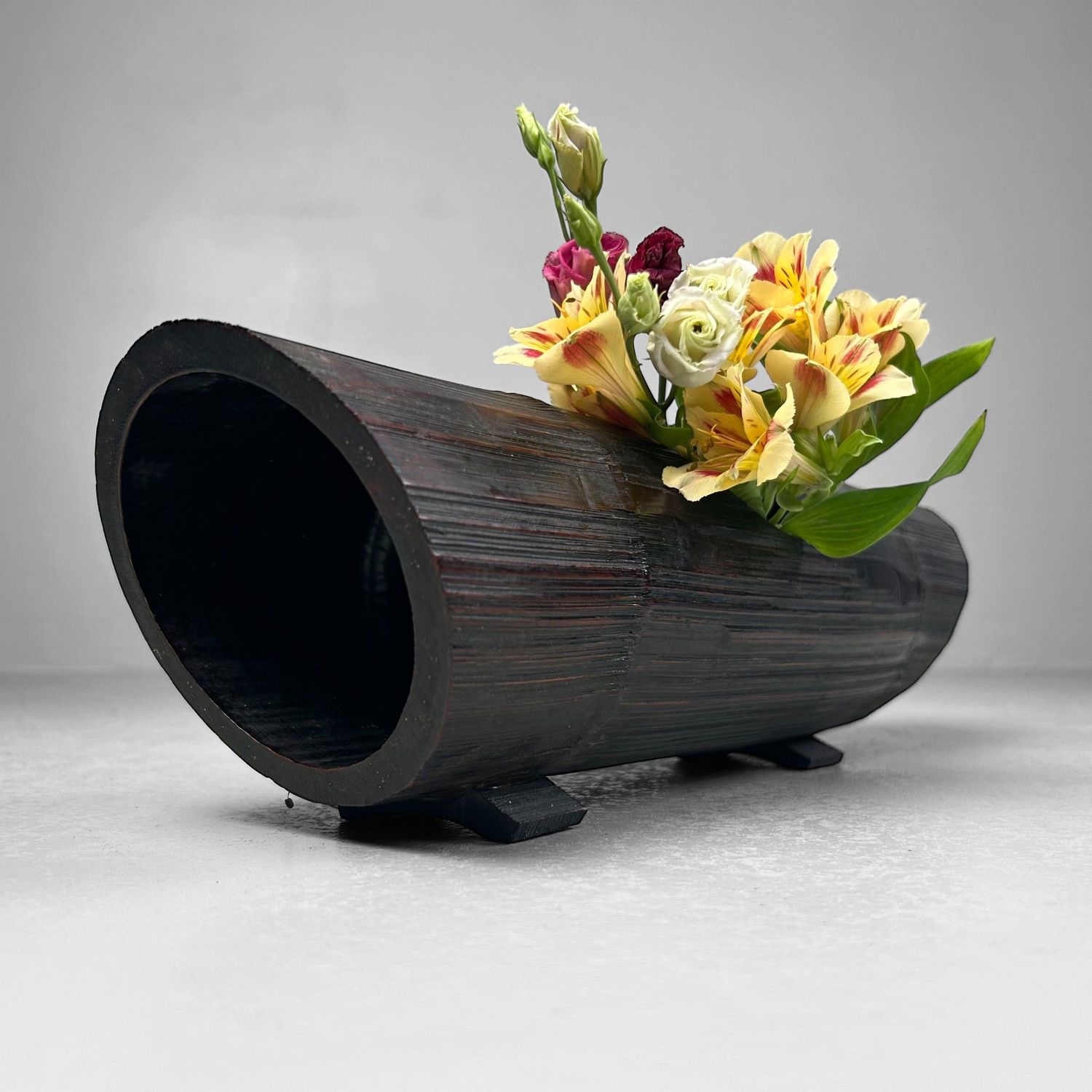 Pair of Vintage Bamboo Ikebana Vases, Japan.