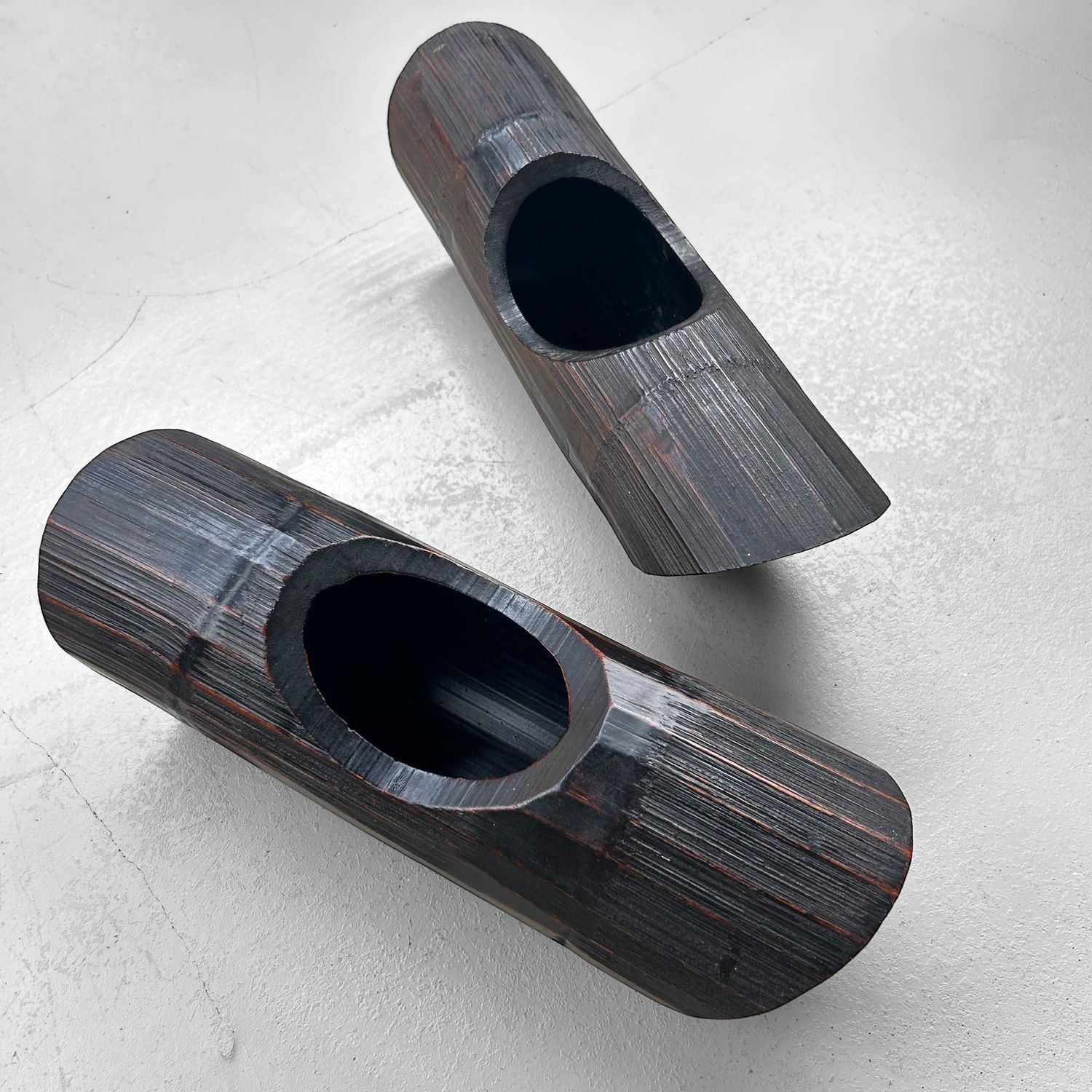 Pair of Vintage Bamboo Ikebana Vases, Japan.