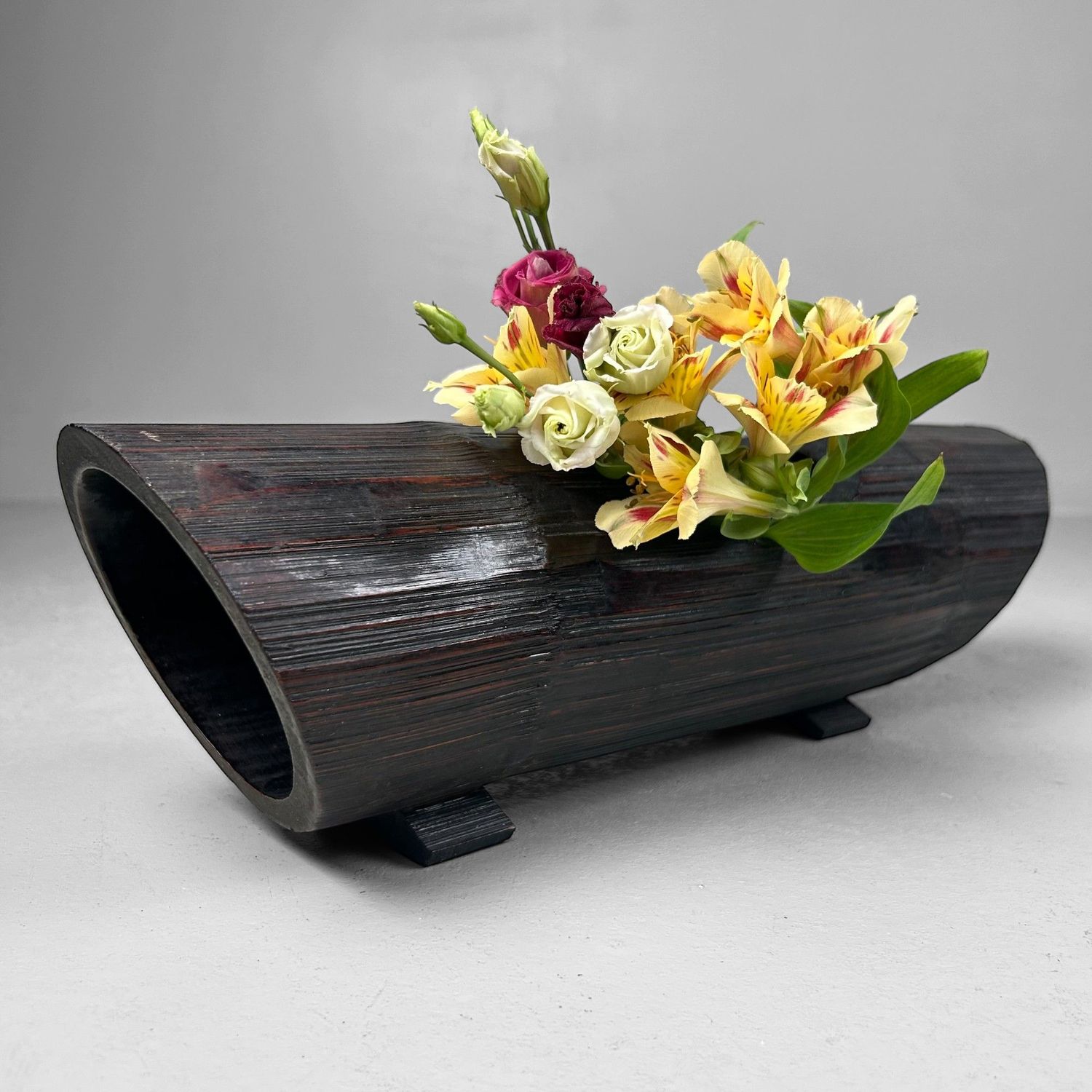Pair of Vintage Bamboo Ikebana Vases, Japan.