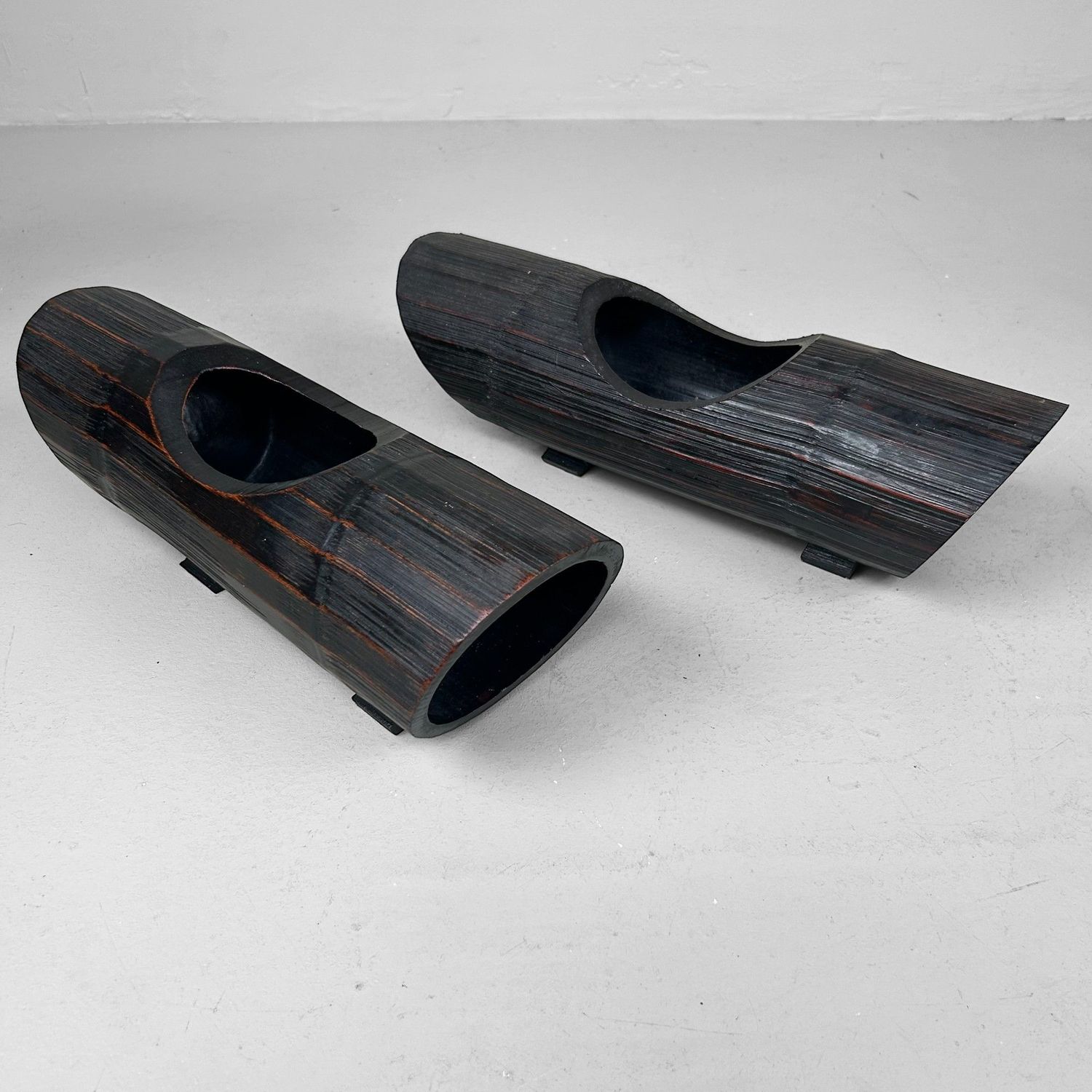 Pair of Vintage Bamboo Ikebana Vases, Japan.