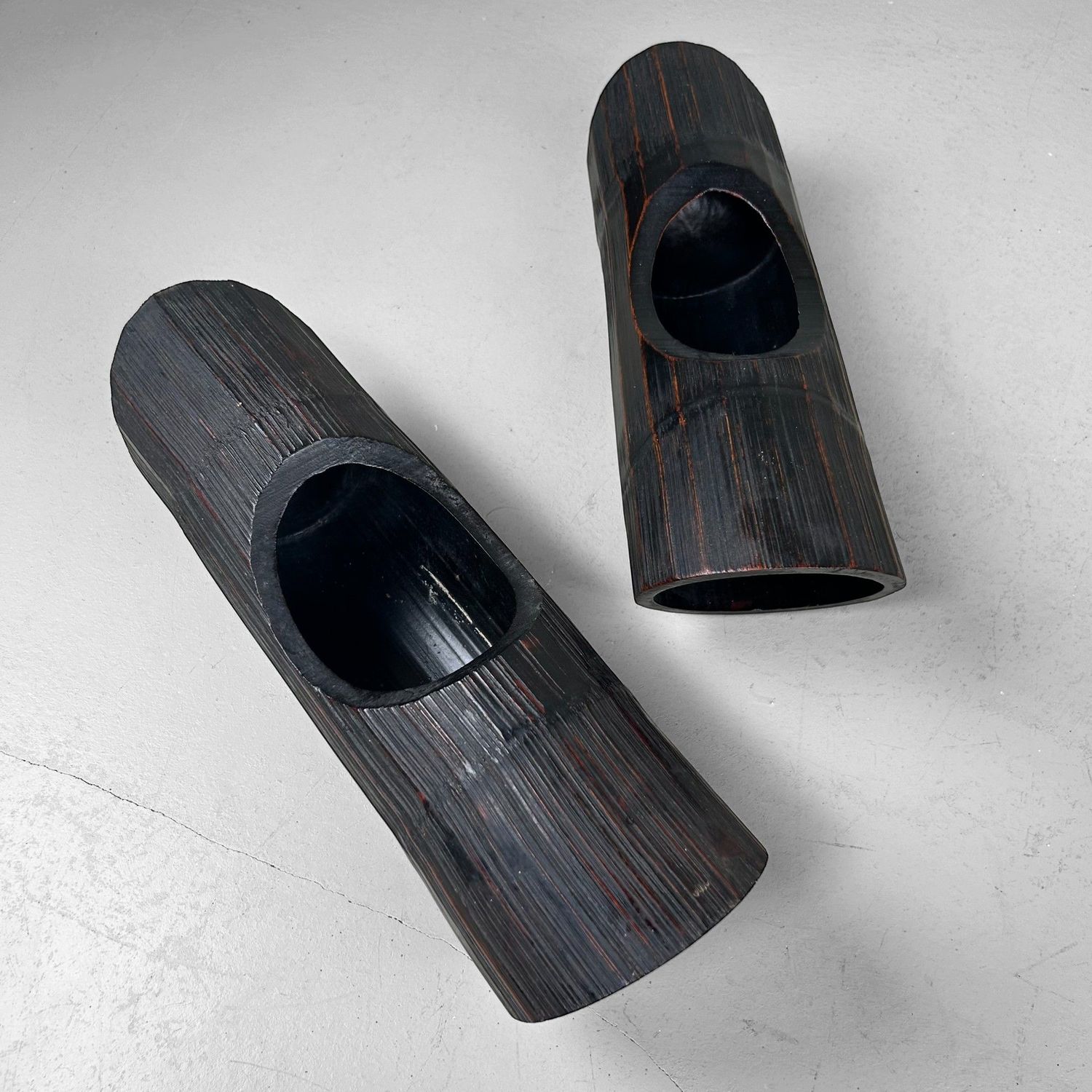 Pair of Vintage Bamboo Ikebana Vases, Japan.