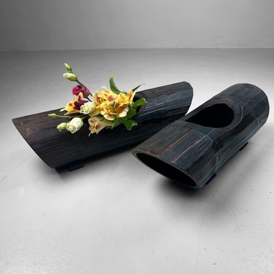 Pair of Vintage Bamboo Ikebana Vases, Japan.