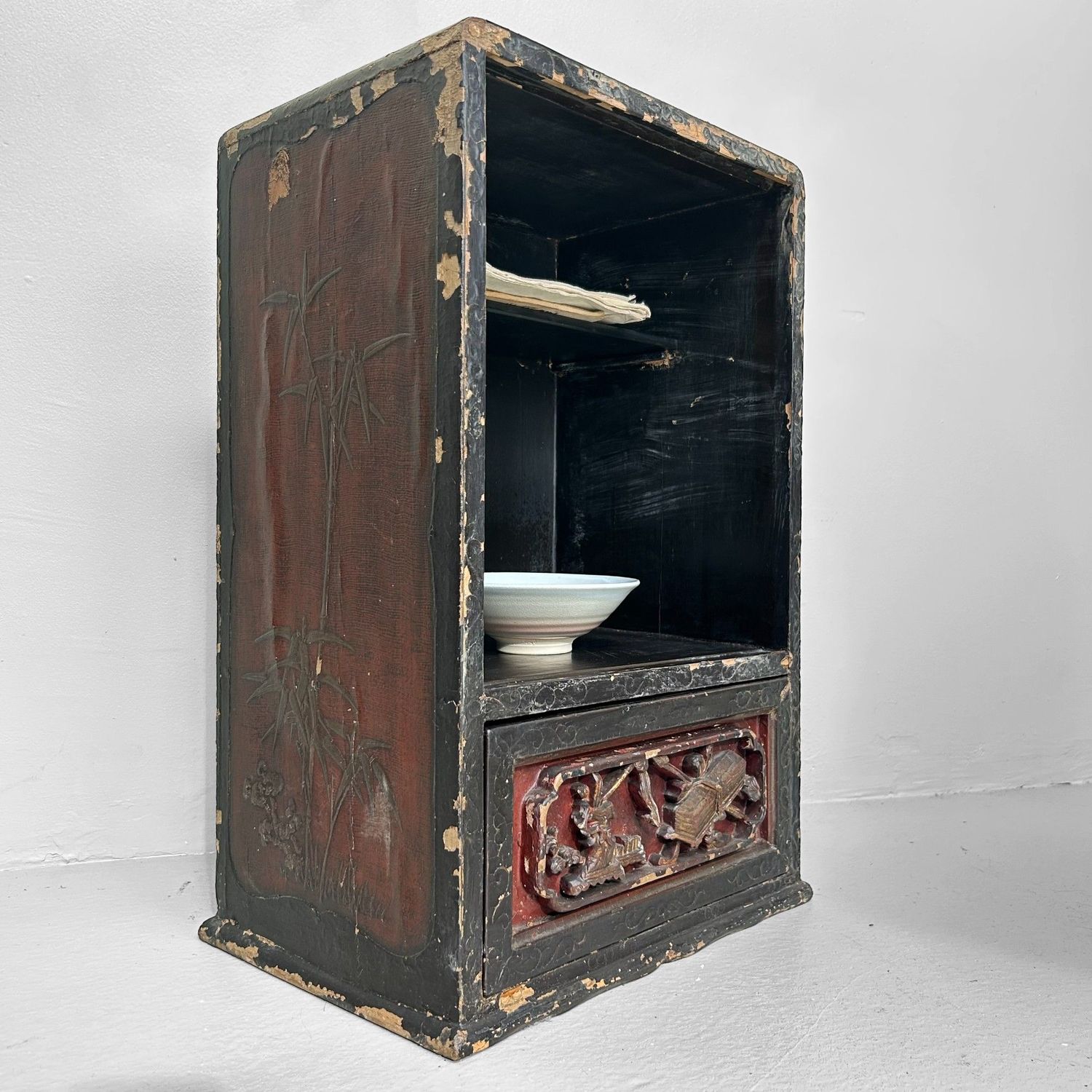 Antiek Japans Displaykastje met Lade - Edo-periode