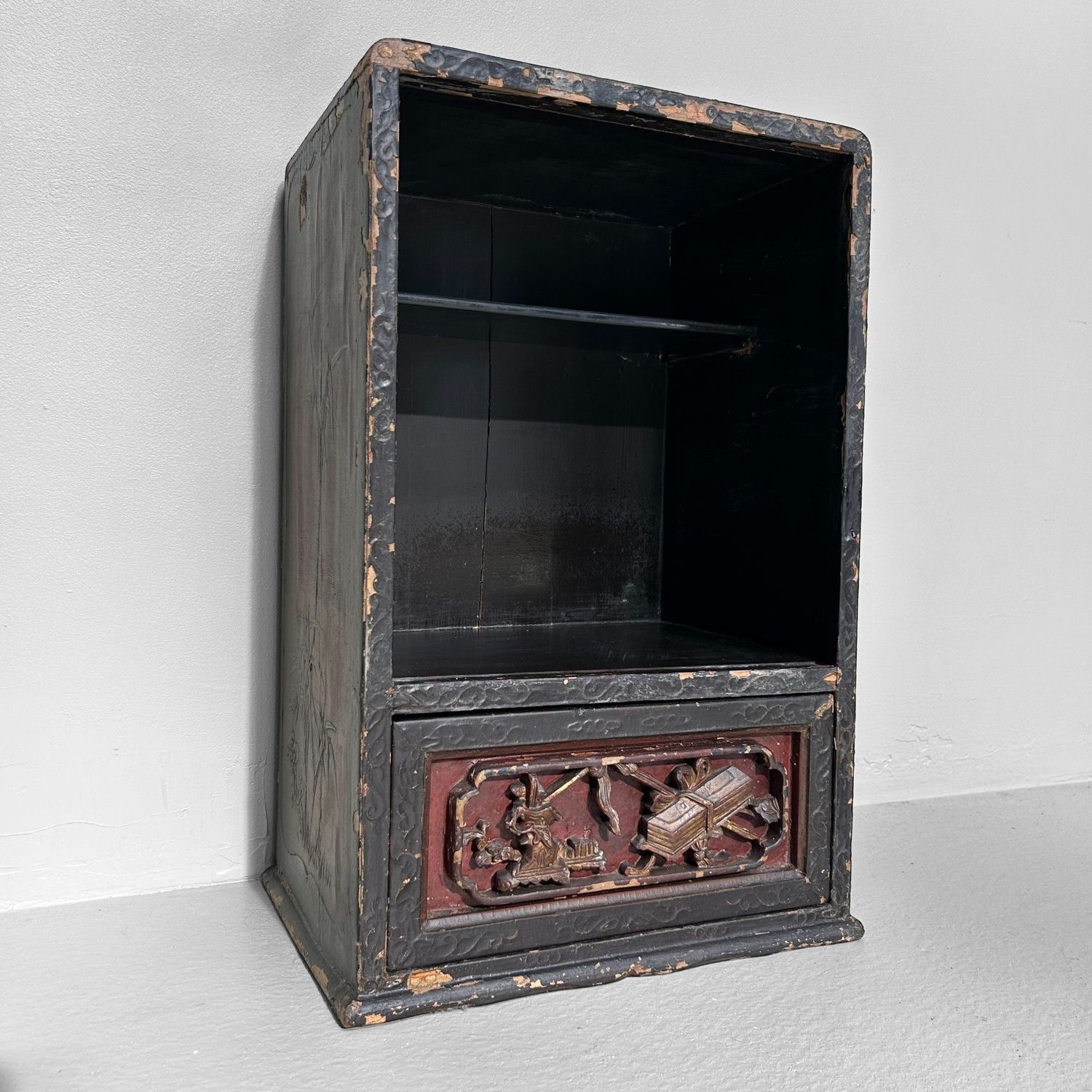 Antiek Japans Displaykastje met Lade - Edo-periode