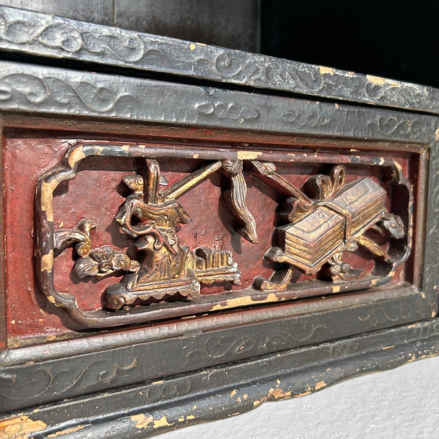 Antiek Japans Displaykastje met Lade - Edo-periode